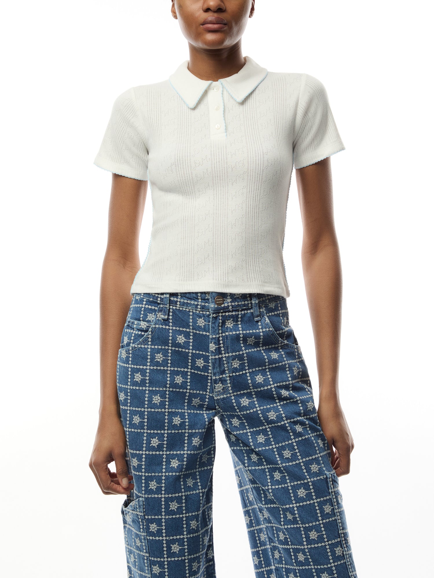 Devon Pointelle Polo Tee