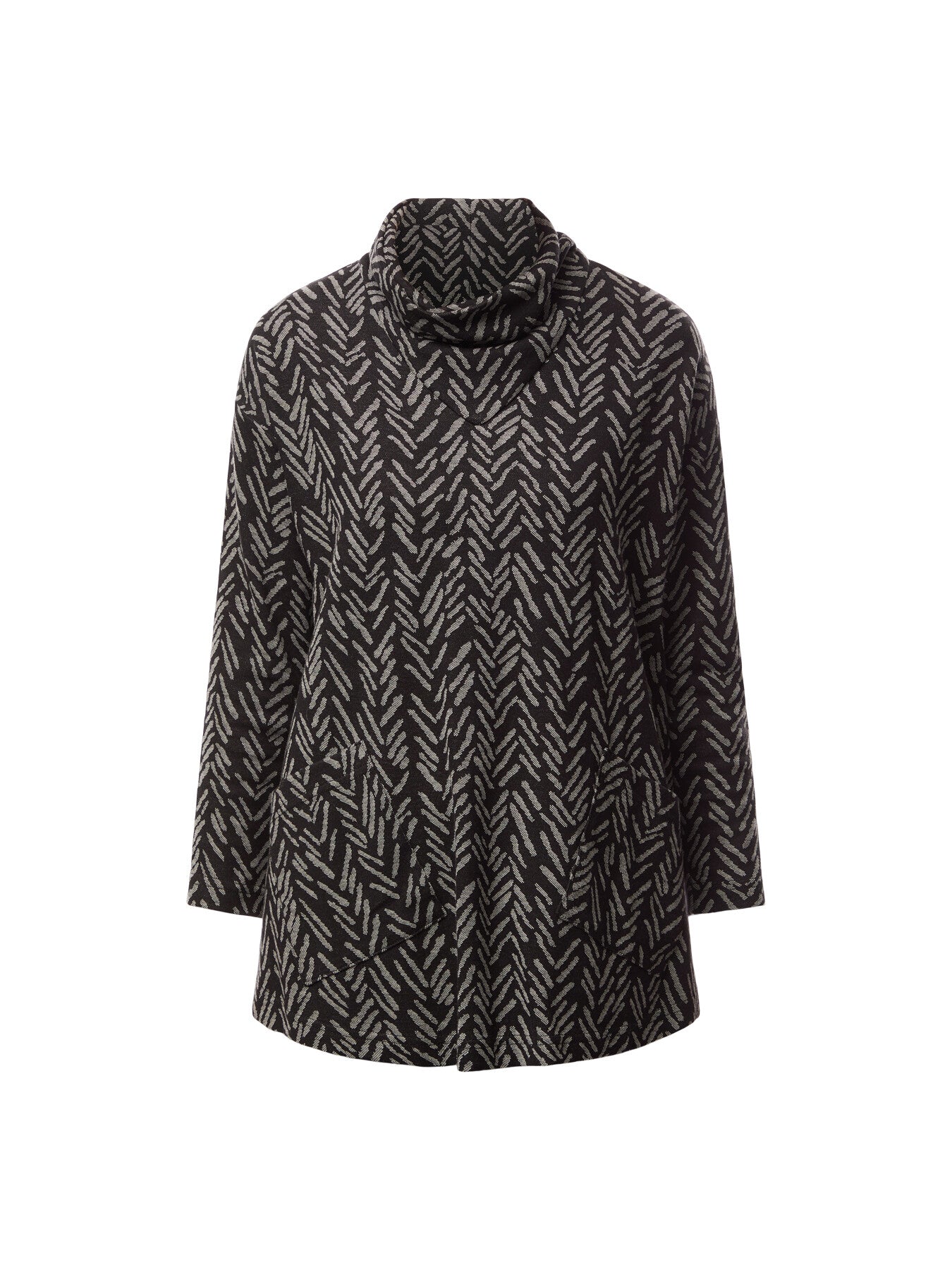 Herringbone Jersey Jacquard Cowl Neck Tunic
