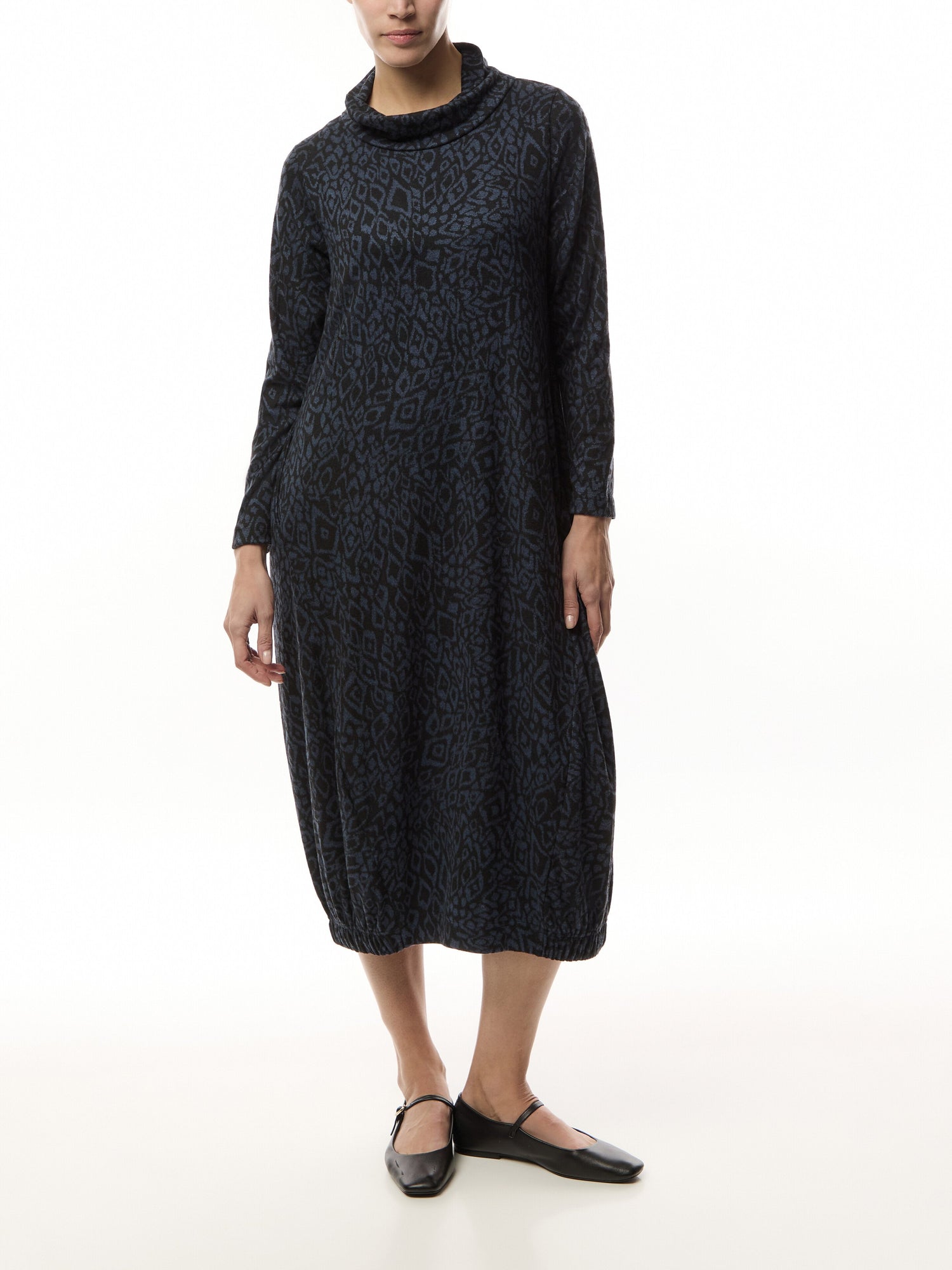 Textured Allover Ikat Jersey Drawstring Dress