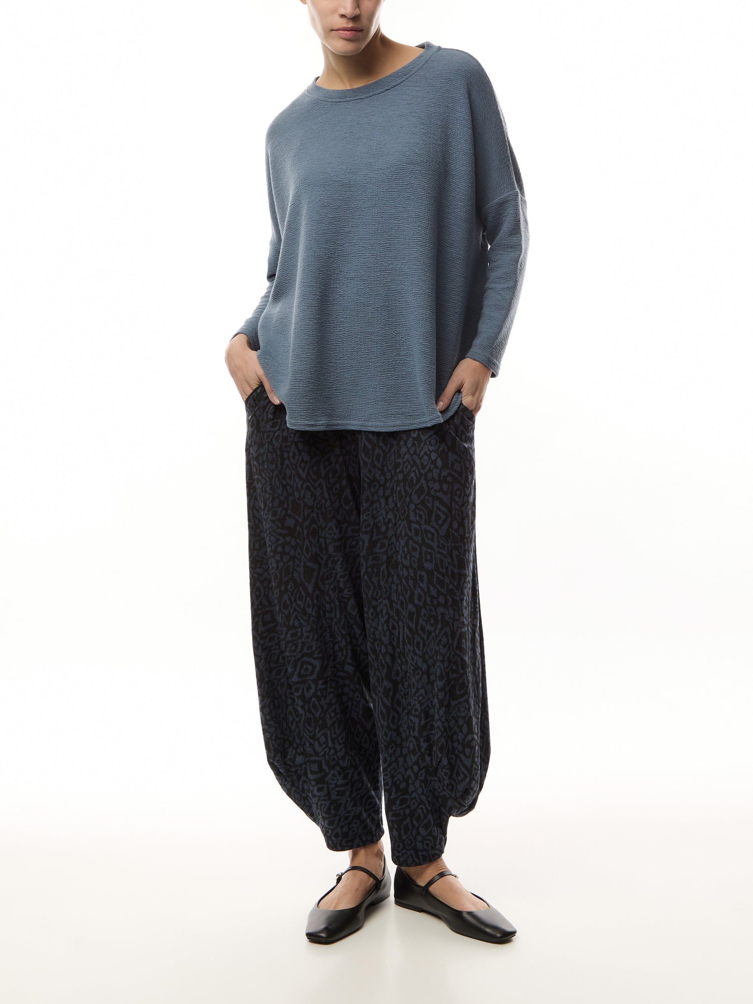 Textured Allover Ikat Jersey Bubble Trouser
