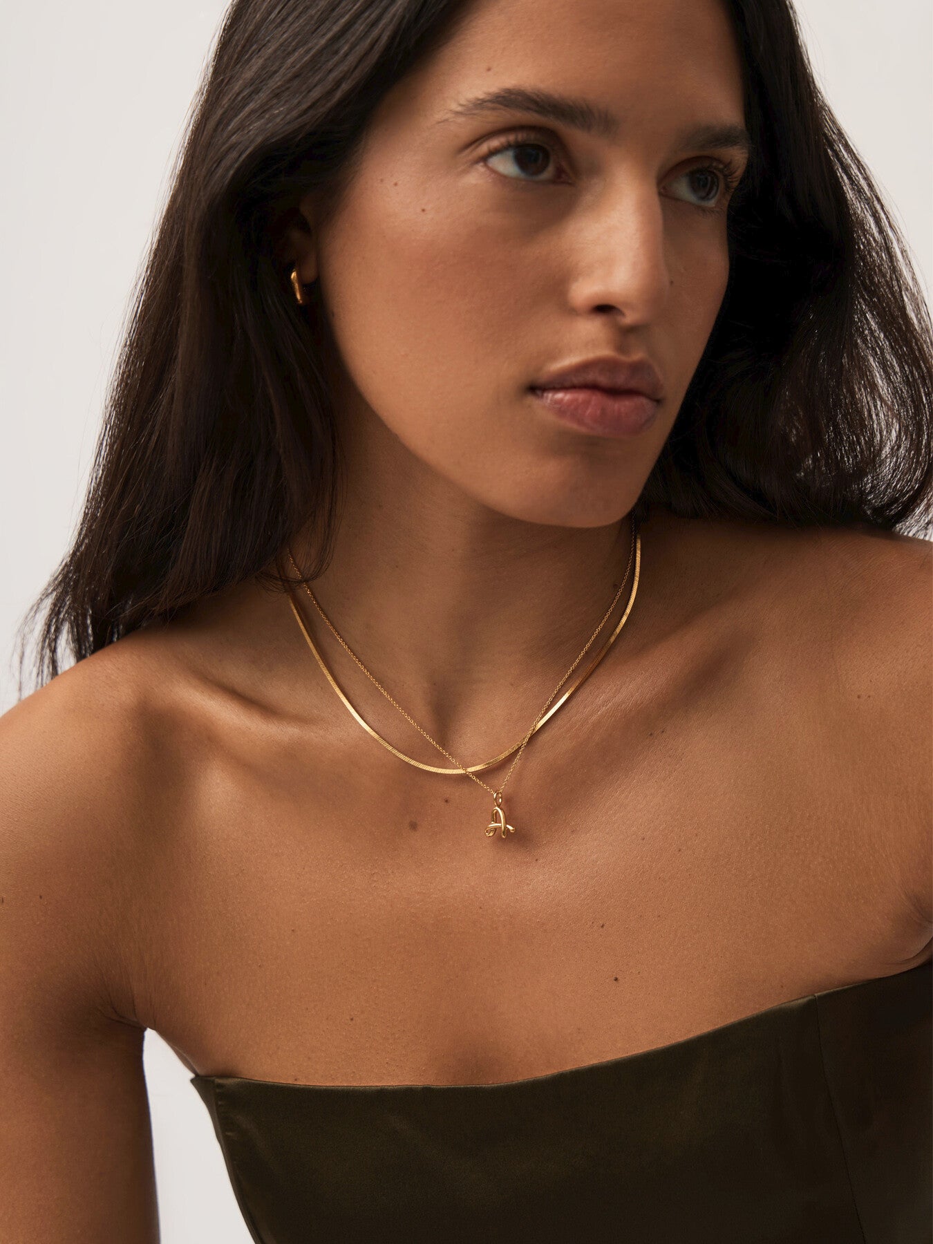 Curly Molten Mini Initial A Pendant Necklace