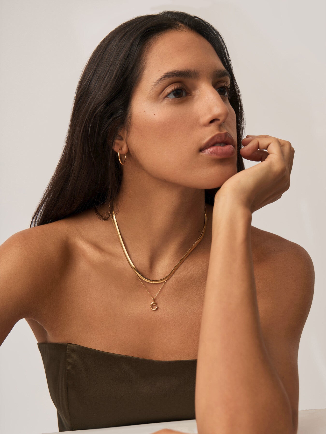 Curly Molten Mini Initial C Pendant Necklace