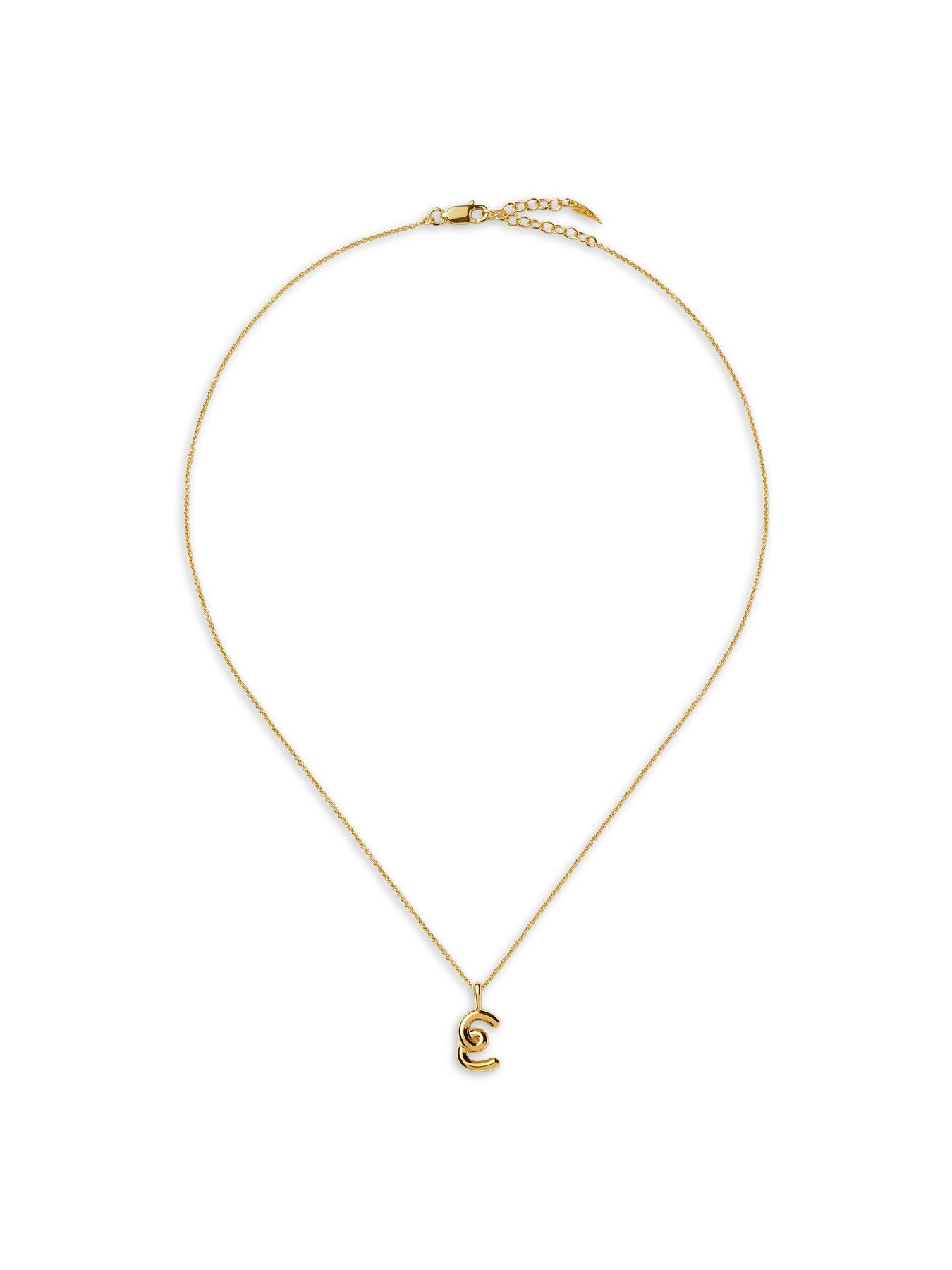 Curly Molten Mini Initial E Pendant Necklace