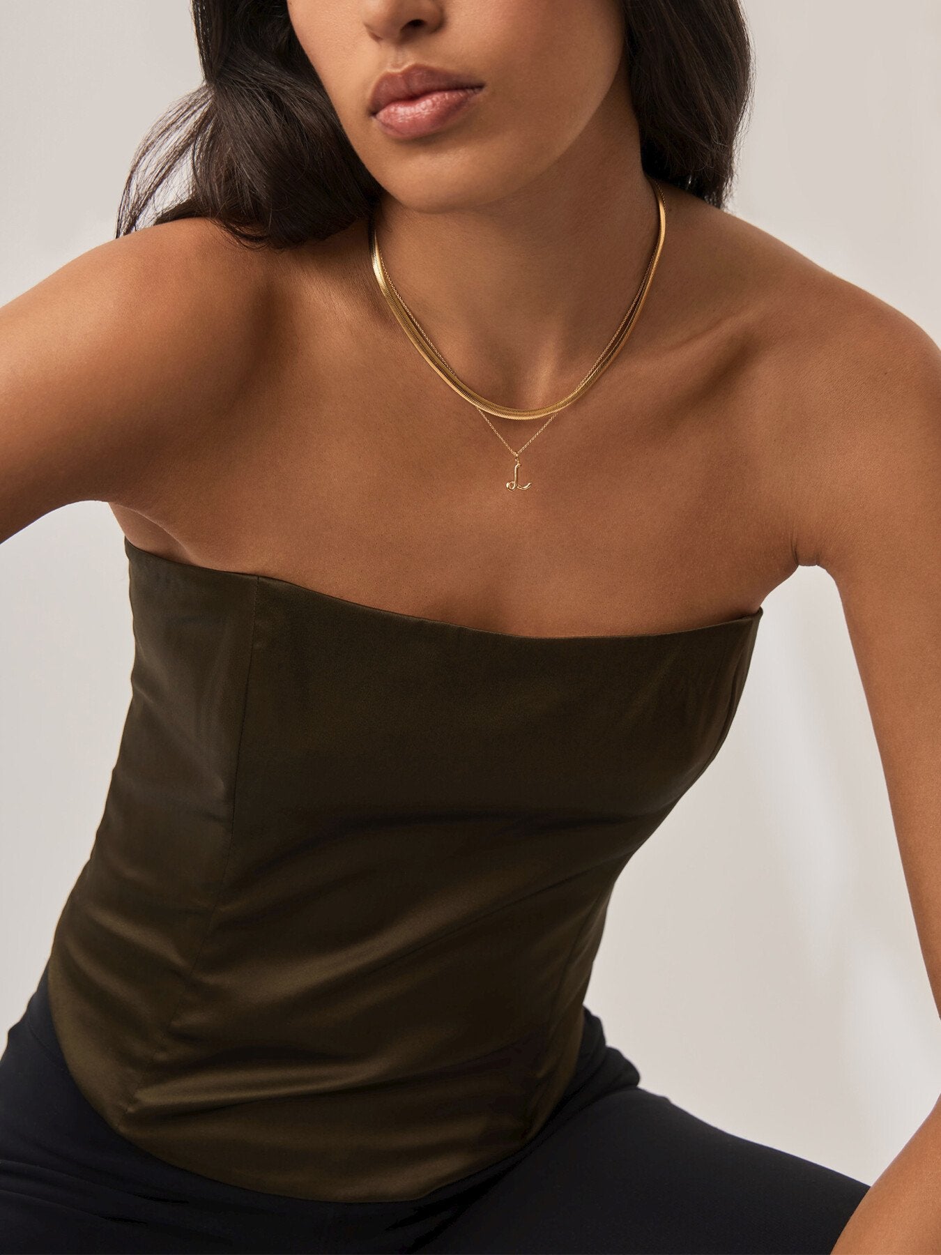 Curly Molten Mini Initial L Pendant Necklace