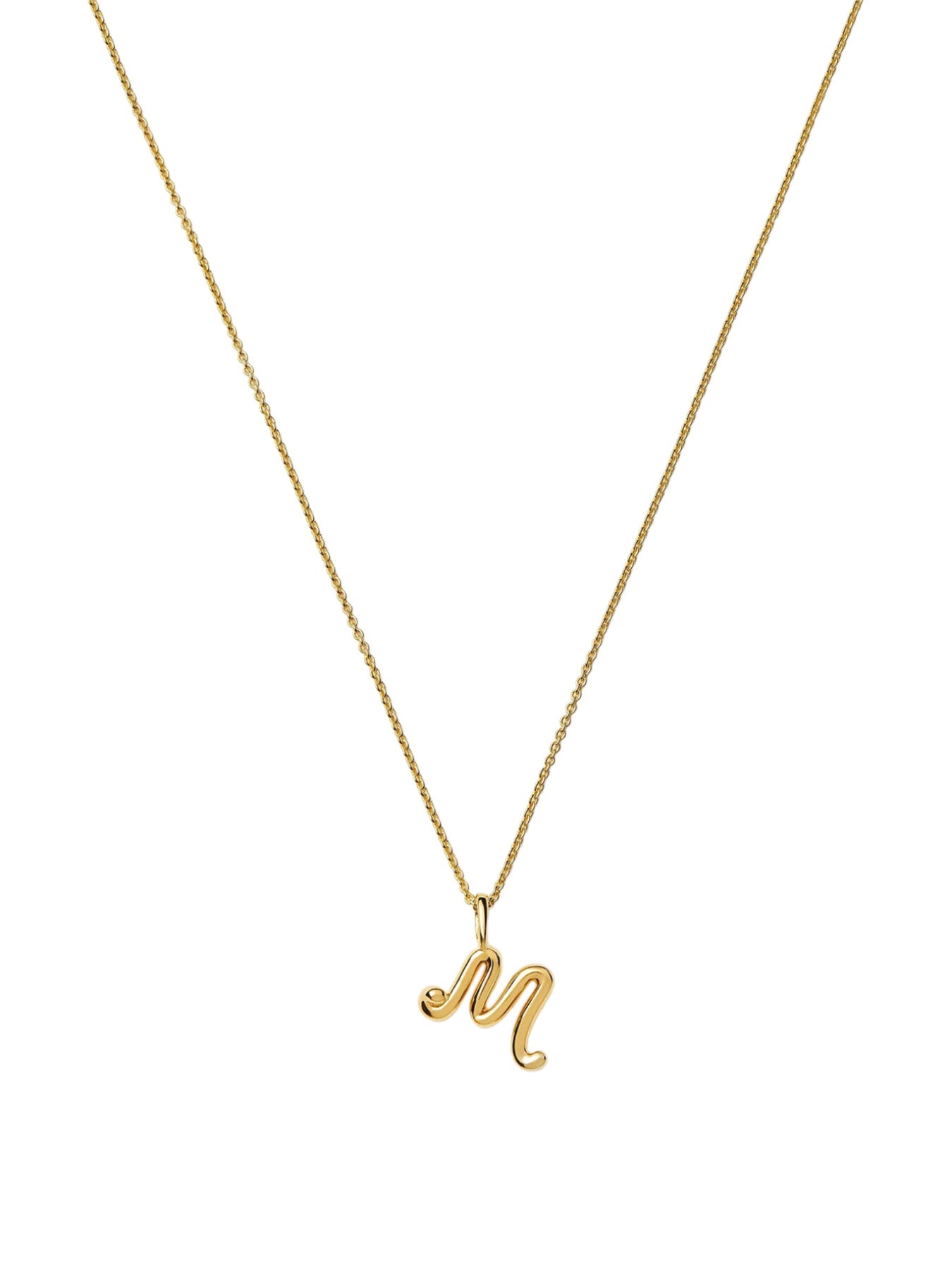 Curly Molten Mini Initial M Pendant Necklace