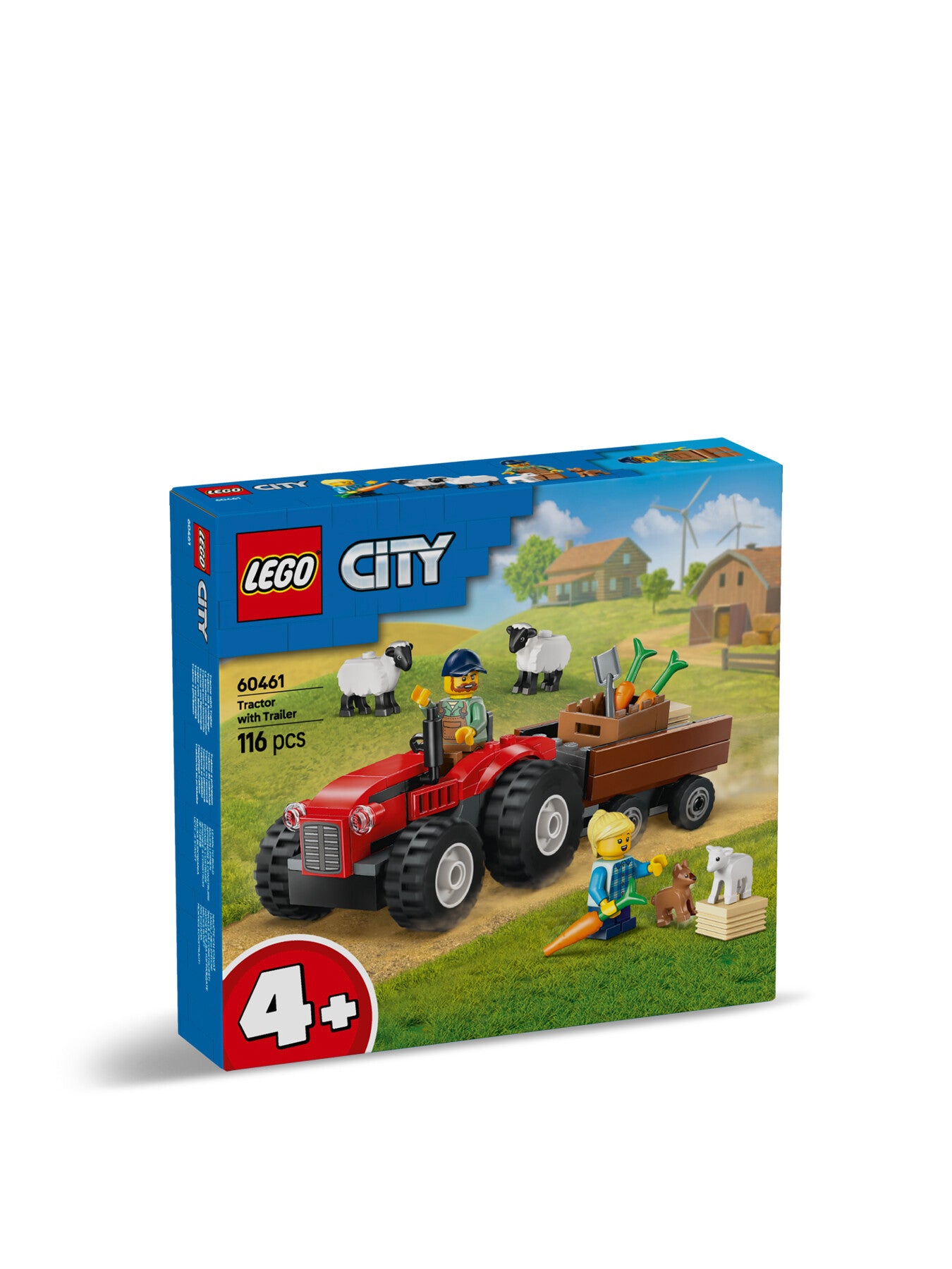 Red Farm Tractor with Trailer Sheep 60461