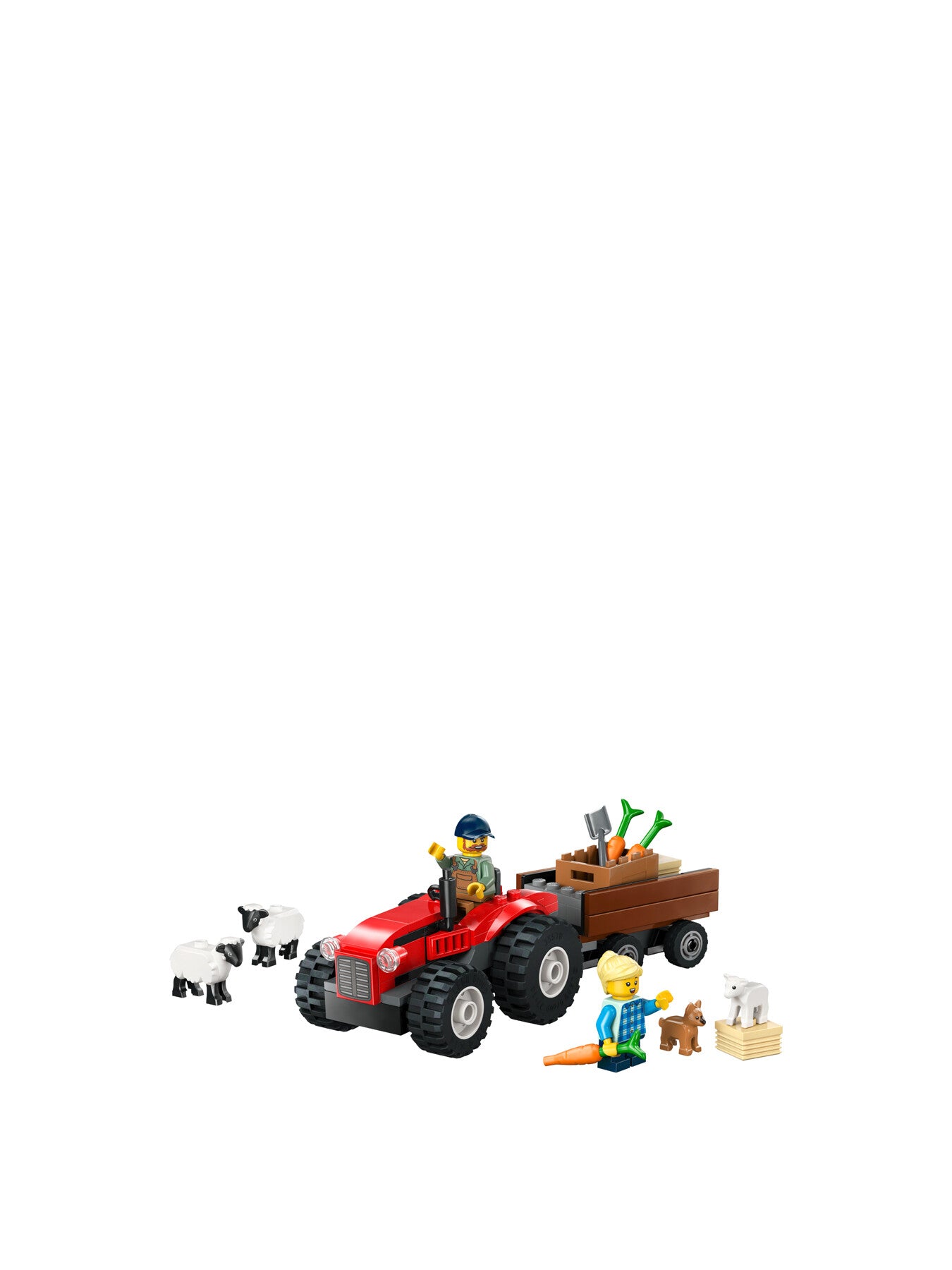Red Farm Tractor with Trailer Sheep 60461