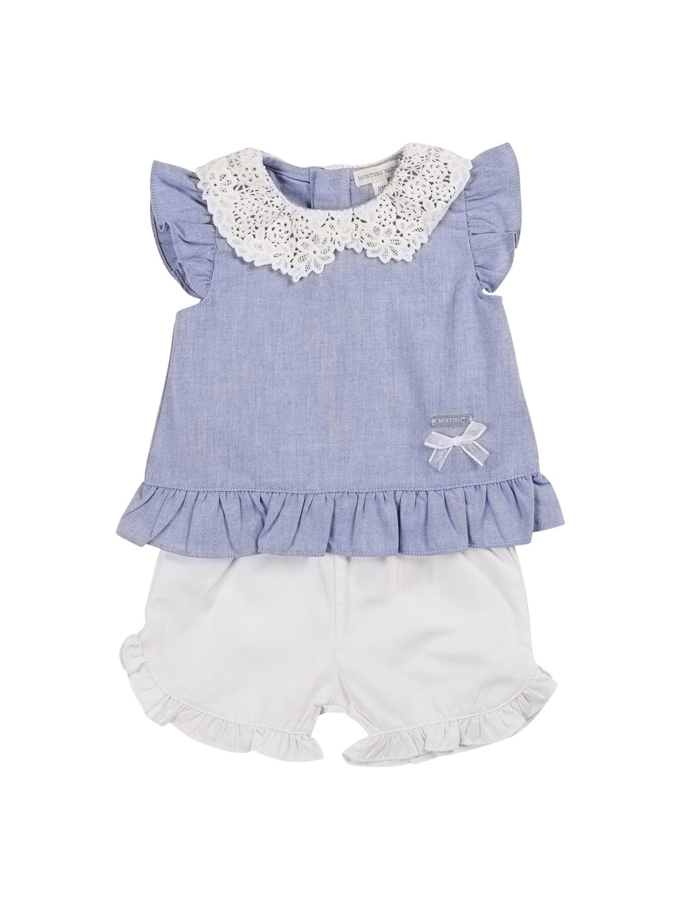 Blue Broderie Collar Top and Bloomer