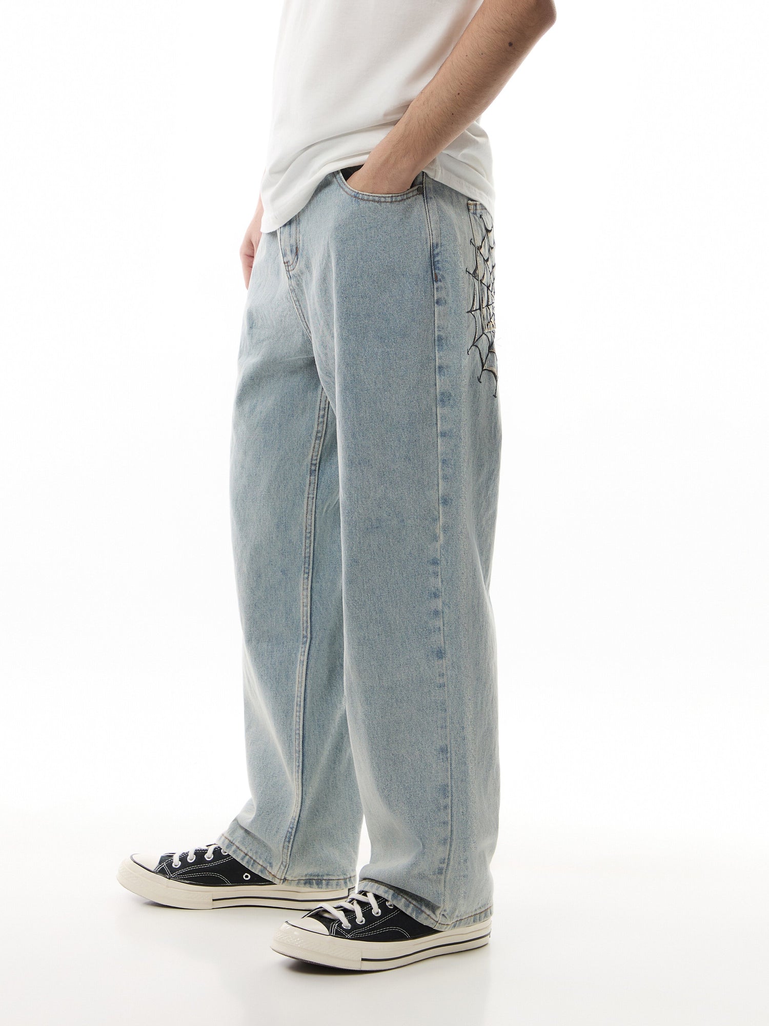 Black Widow Baggy Denim Trousers Jeans