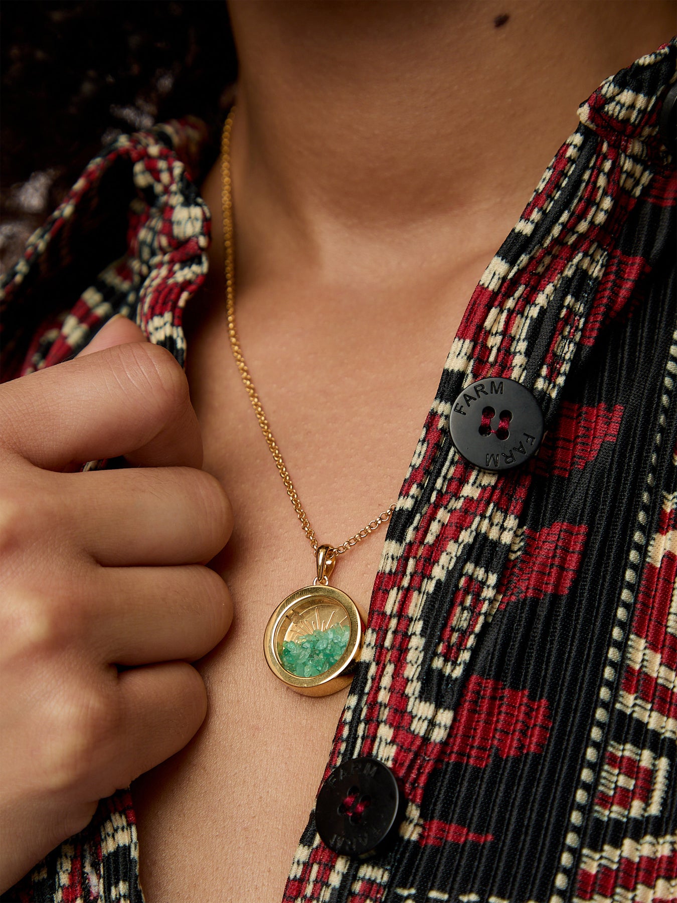Medium Deco Sun Birthstone Amulet Necklace