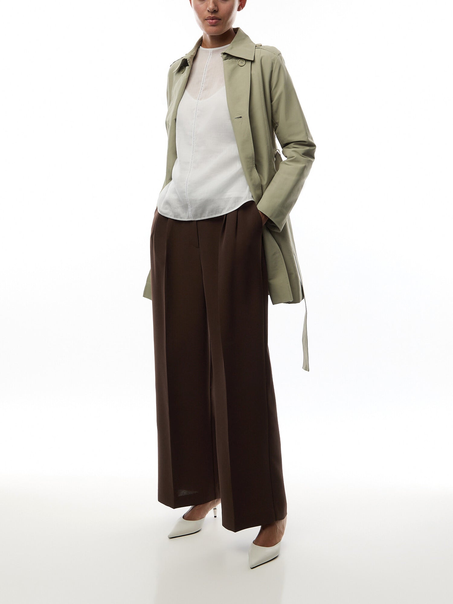 Edile Ramie Long Sleeve Top With Cami White
