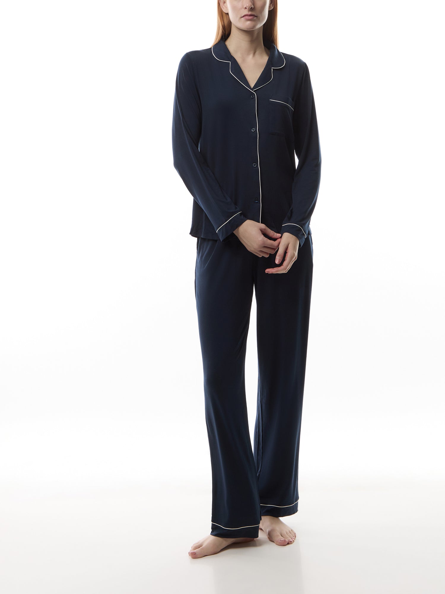 Modal Button Up Long Pyjama Set
