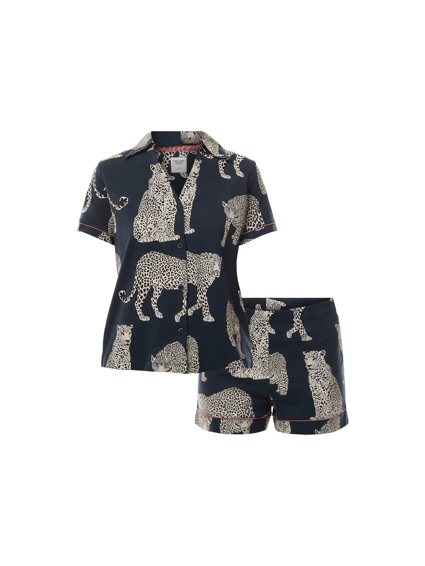 Leopard Cotton Button Up Short Pyjama Set
