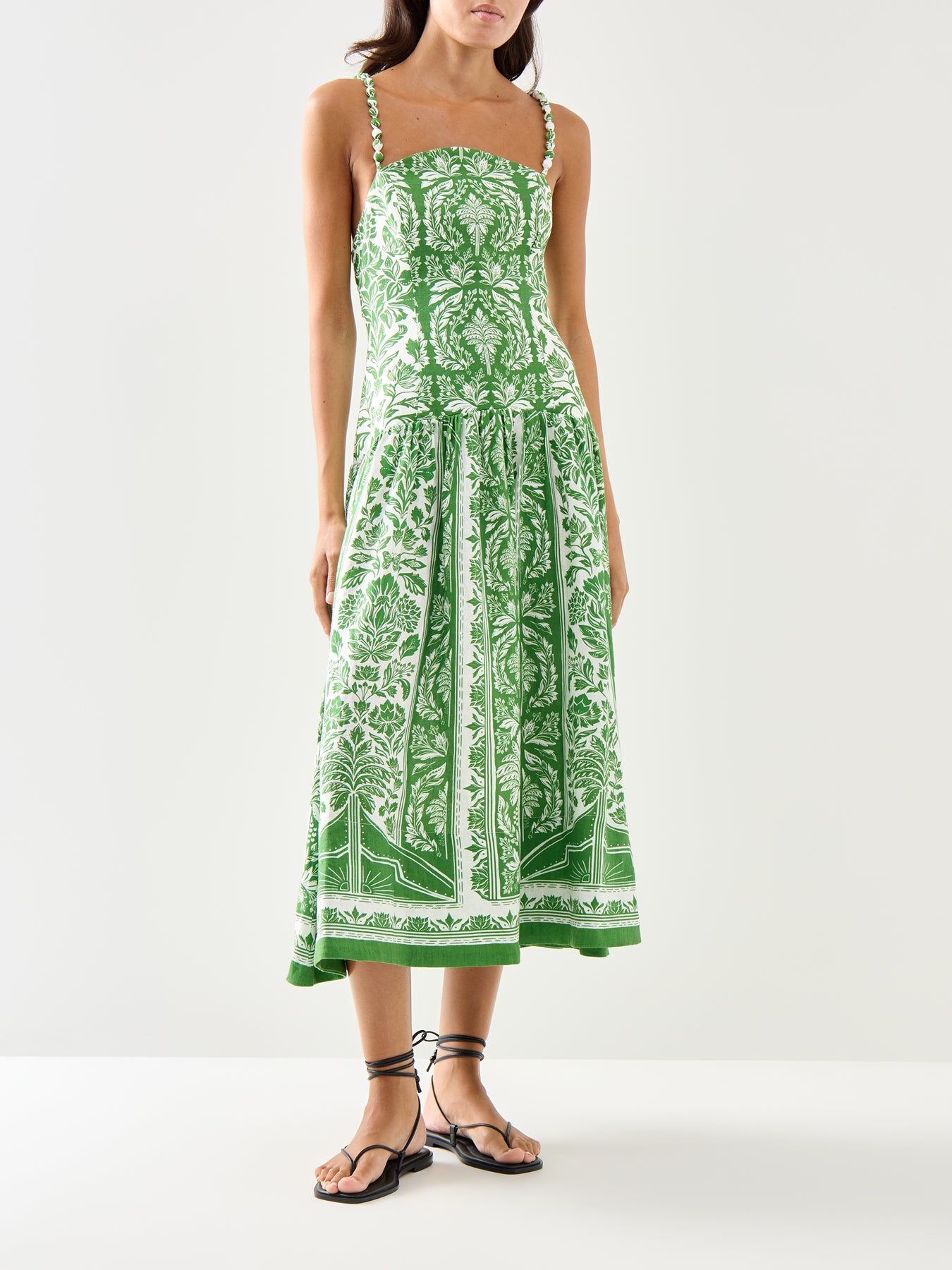Delicate Tapestry Green Midi Dress