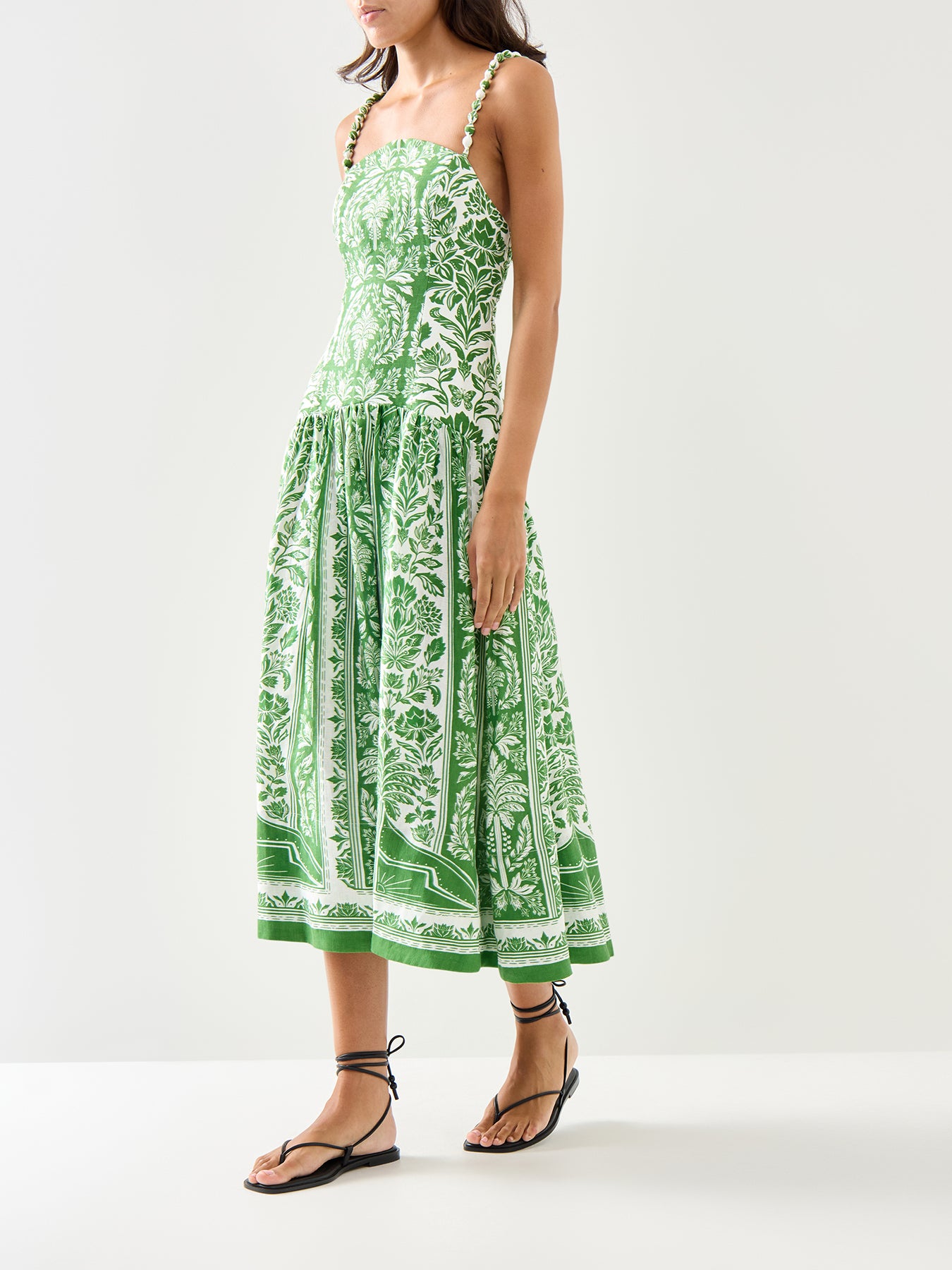 Delicate Tapestry Green Midi Dress
