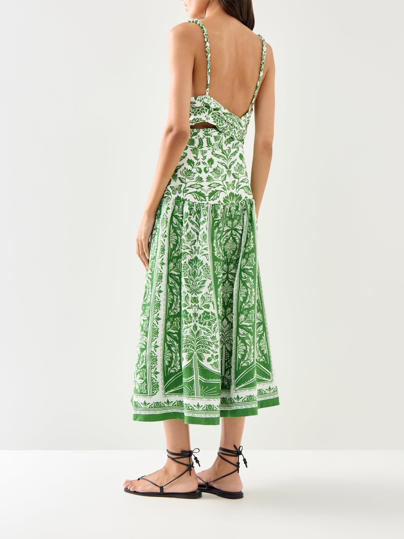 Delicate Tapestry Green Midi Dress