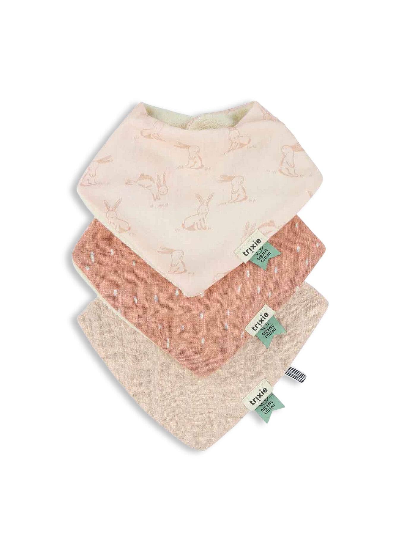 Bandana bib 3-pack mix - Rosy Rabbit
