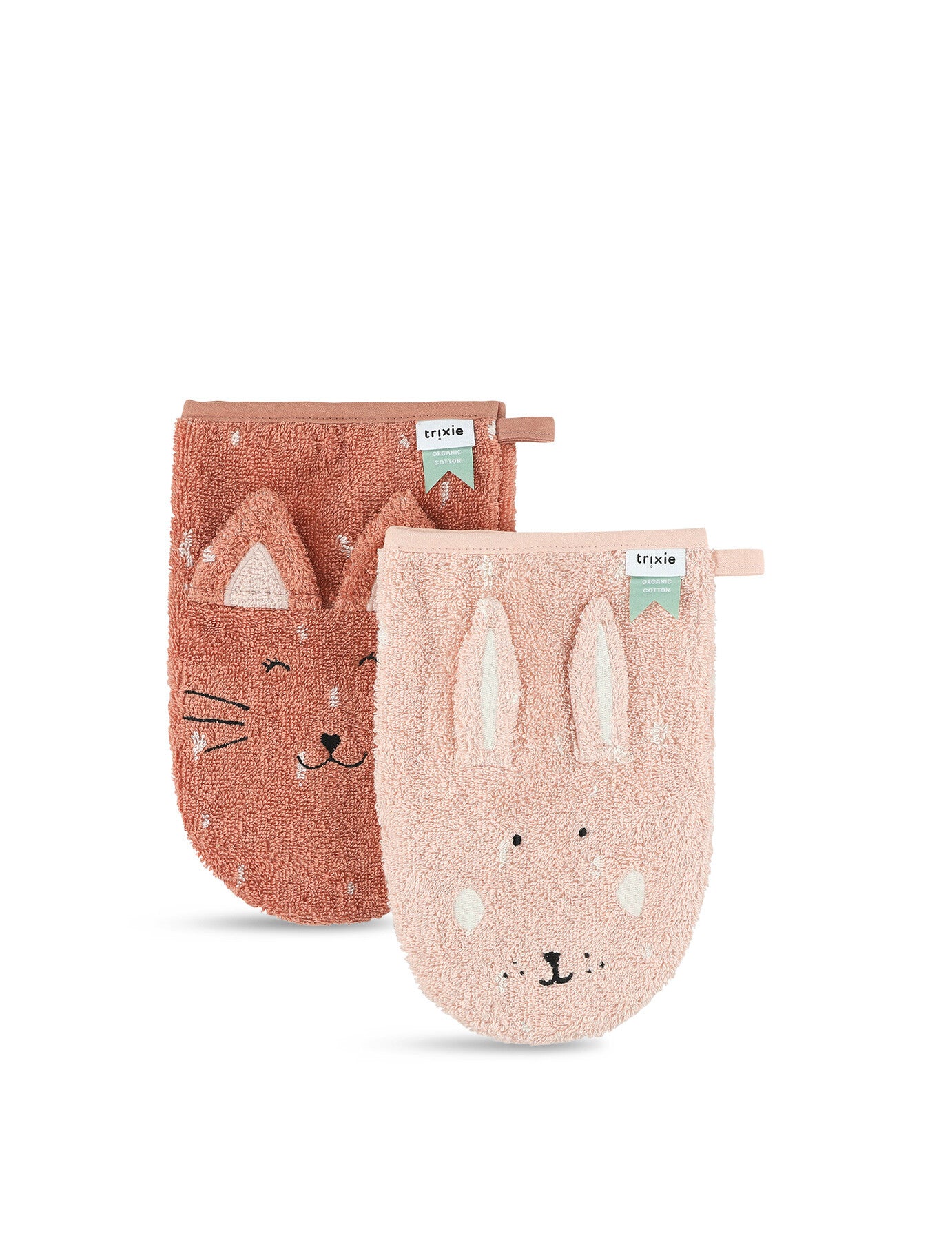 Washcloths 2 Pack Mrs. Cat Mrs. Rabbit