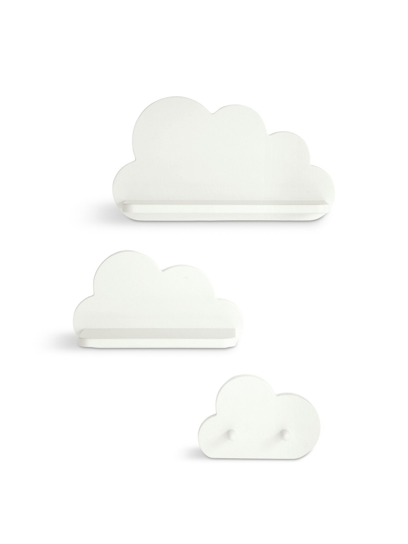 White Cloud Shelves and Coat Hook Set