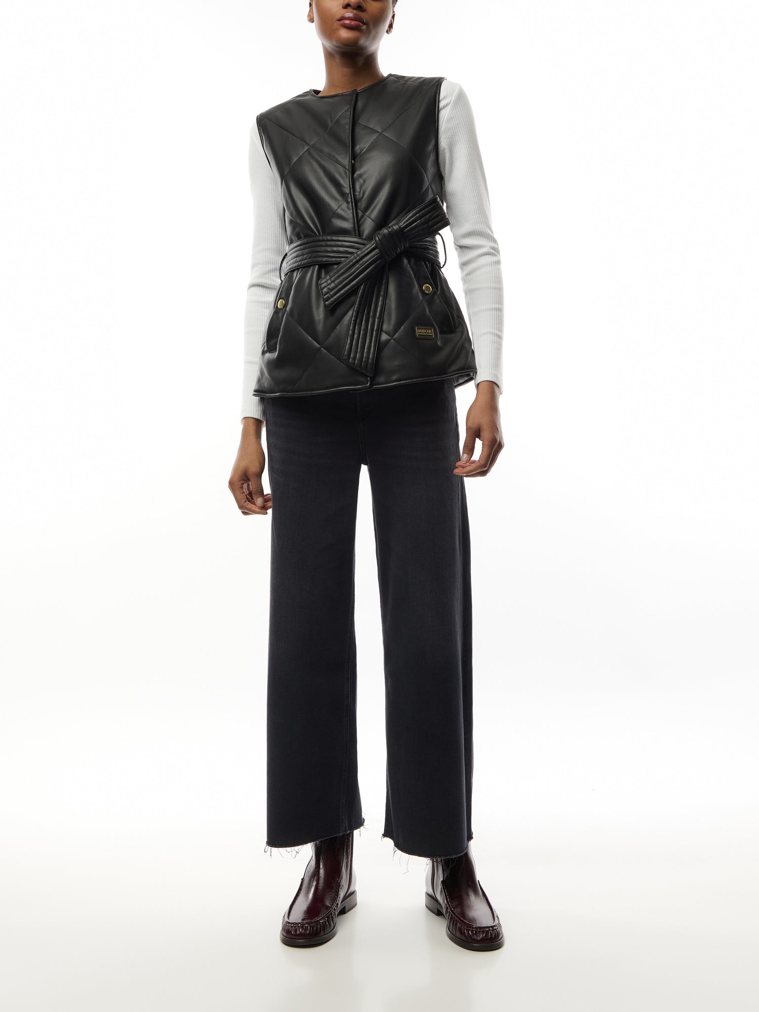 B.Intl Rosa Faux Leather Quilted Gilet