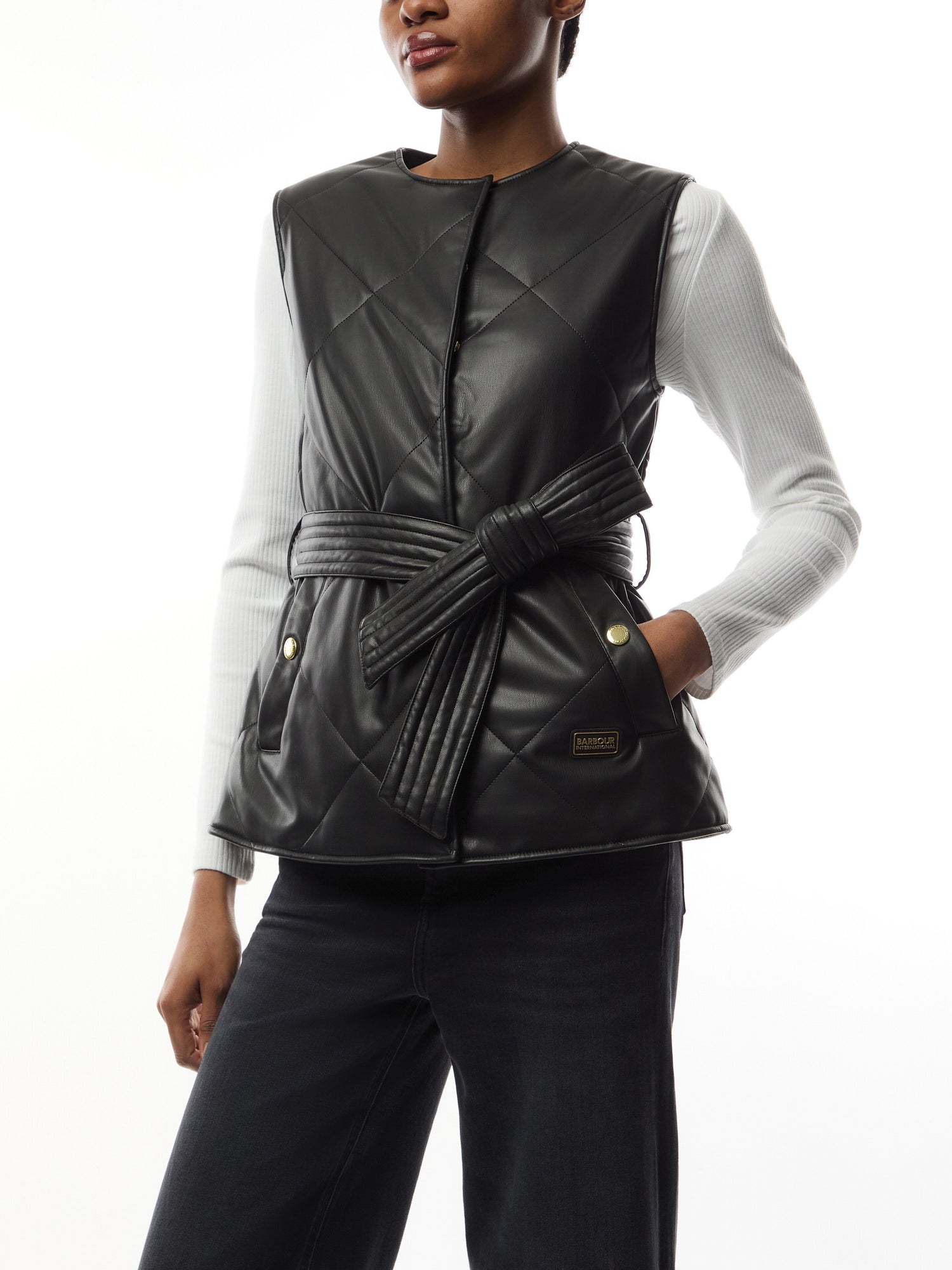 B.Intl Rosa Faux Leather Quilted Gilet