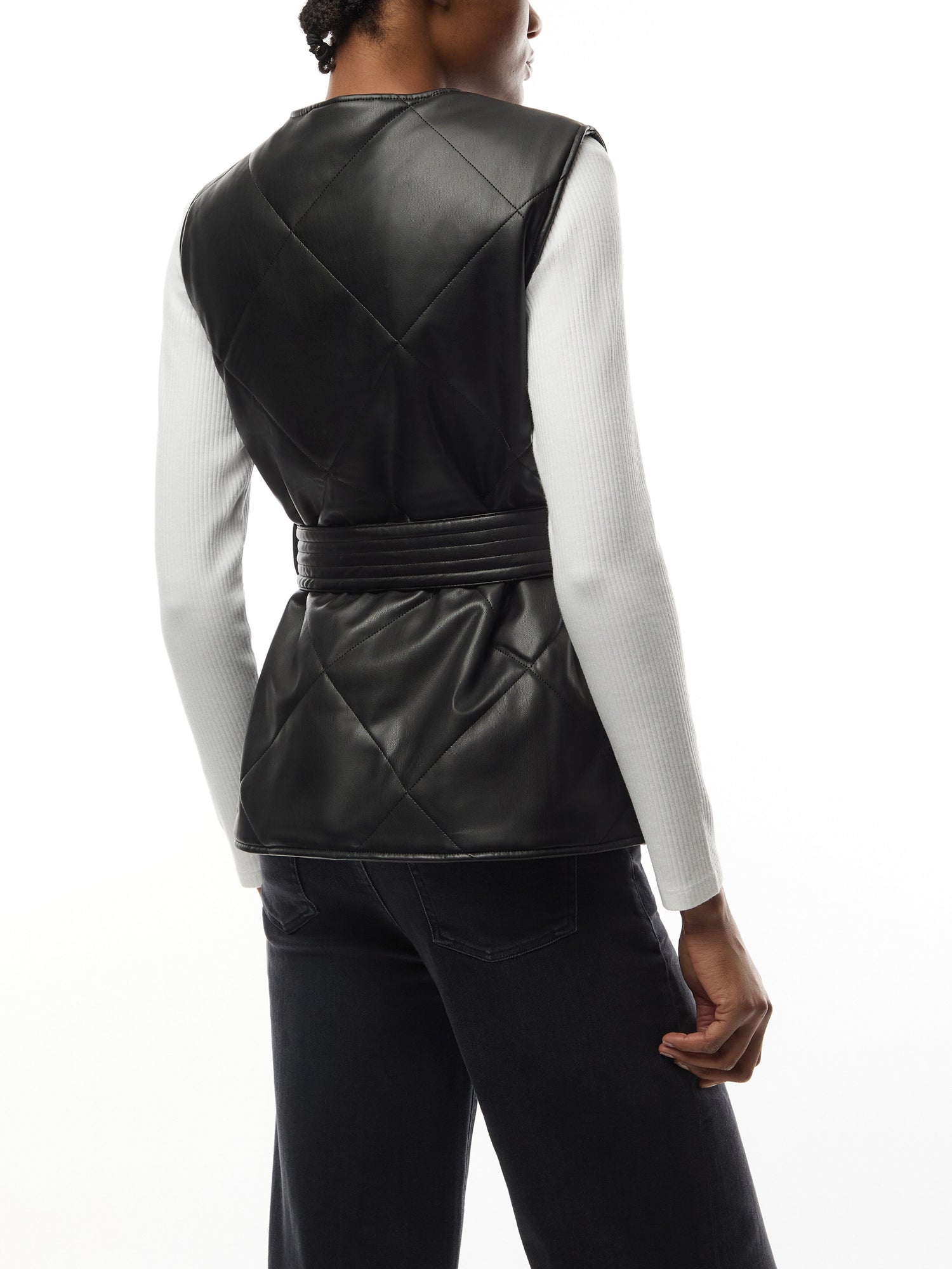 B.Intl Rosa Faux Leather Quilted Gilet