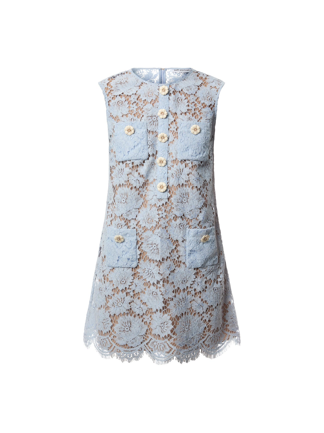 Blue Fine Lace Mini Dress