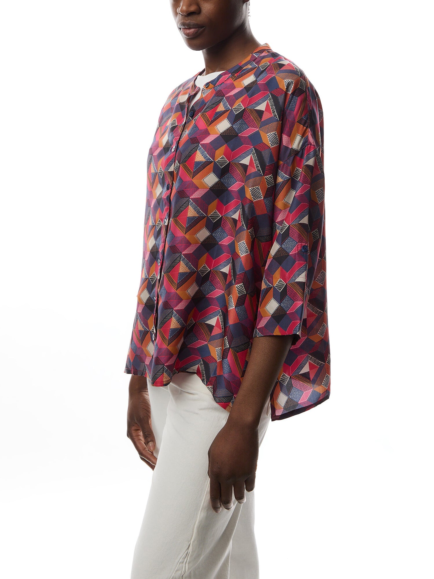 Stitches Squares Silk Shirt