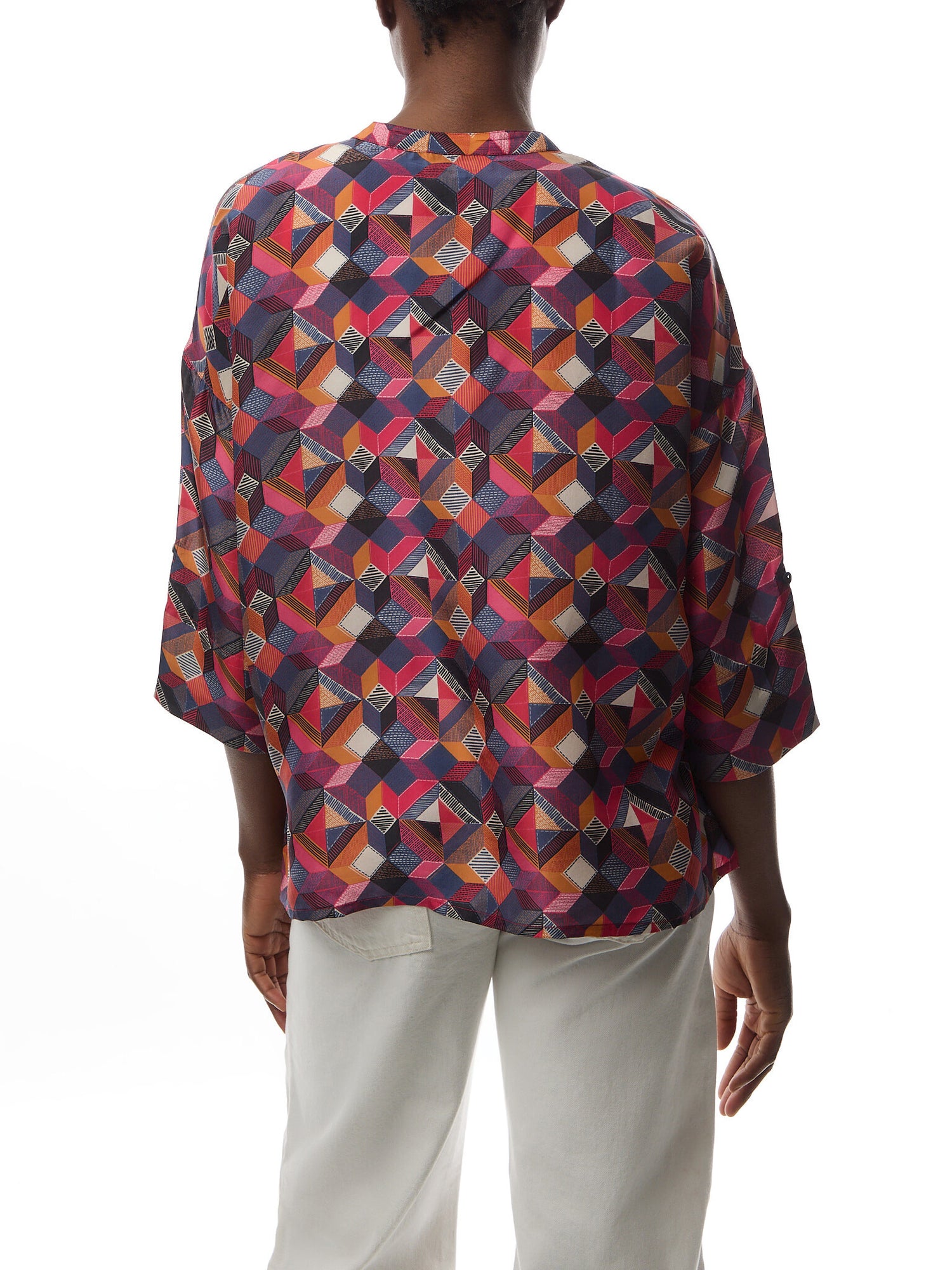 Stitches Squares Silk Shirt