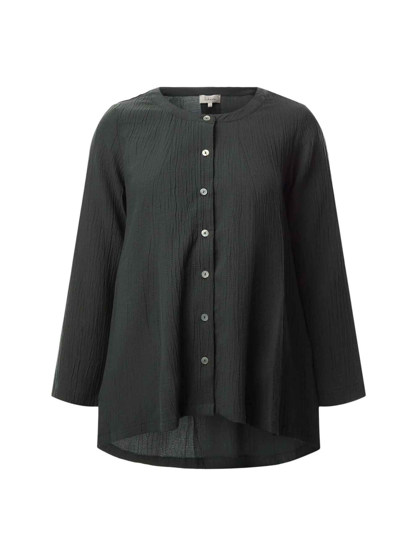 Crinkle Soft Viscose Flared Shirt