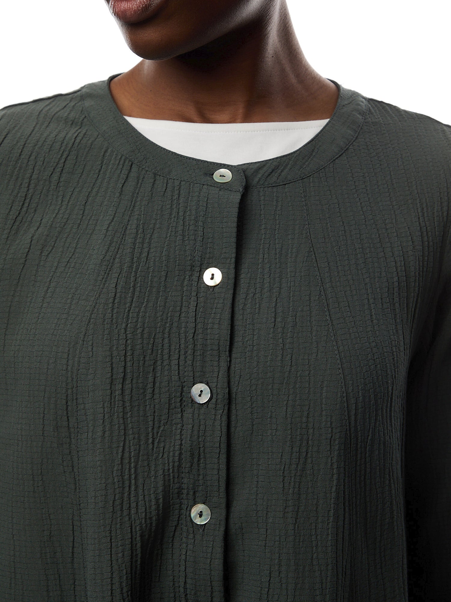Crinkle Soft Viscose Flared Shirt