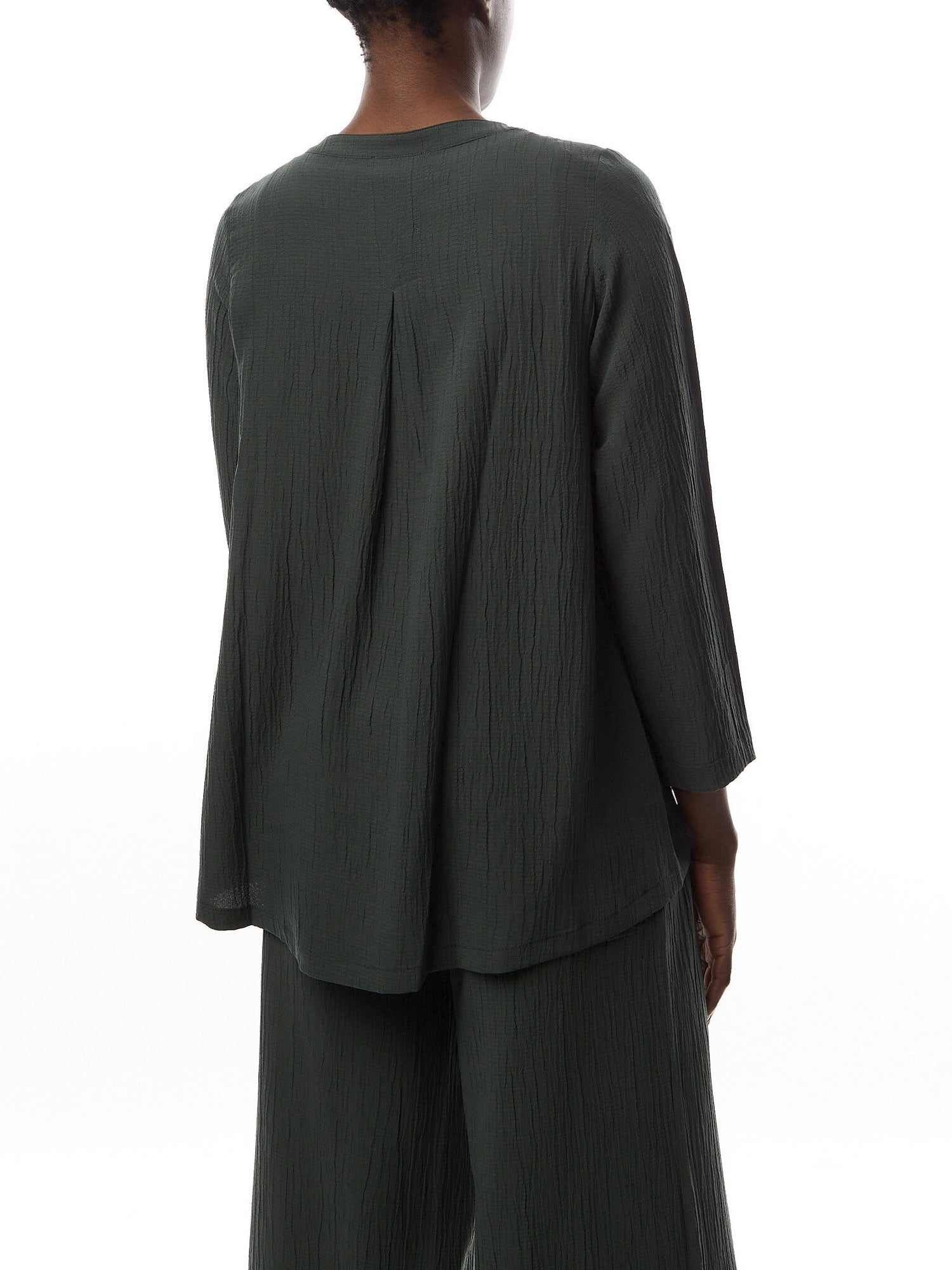Crinkle Soft Viscose Flared Shirt