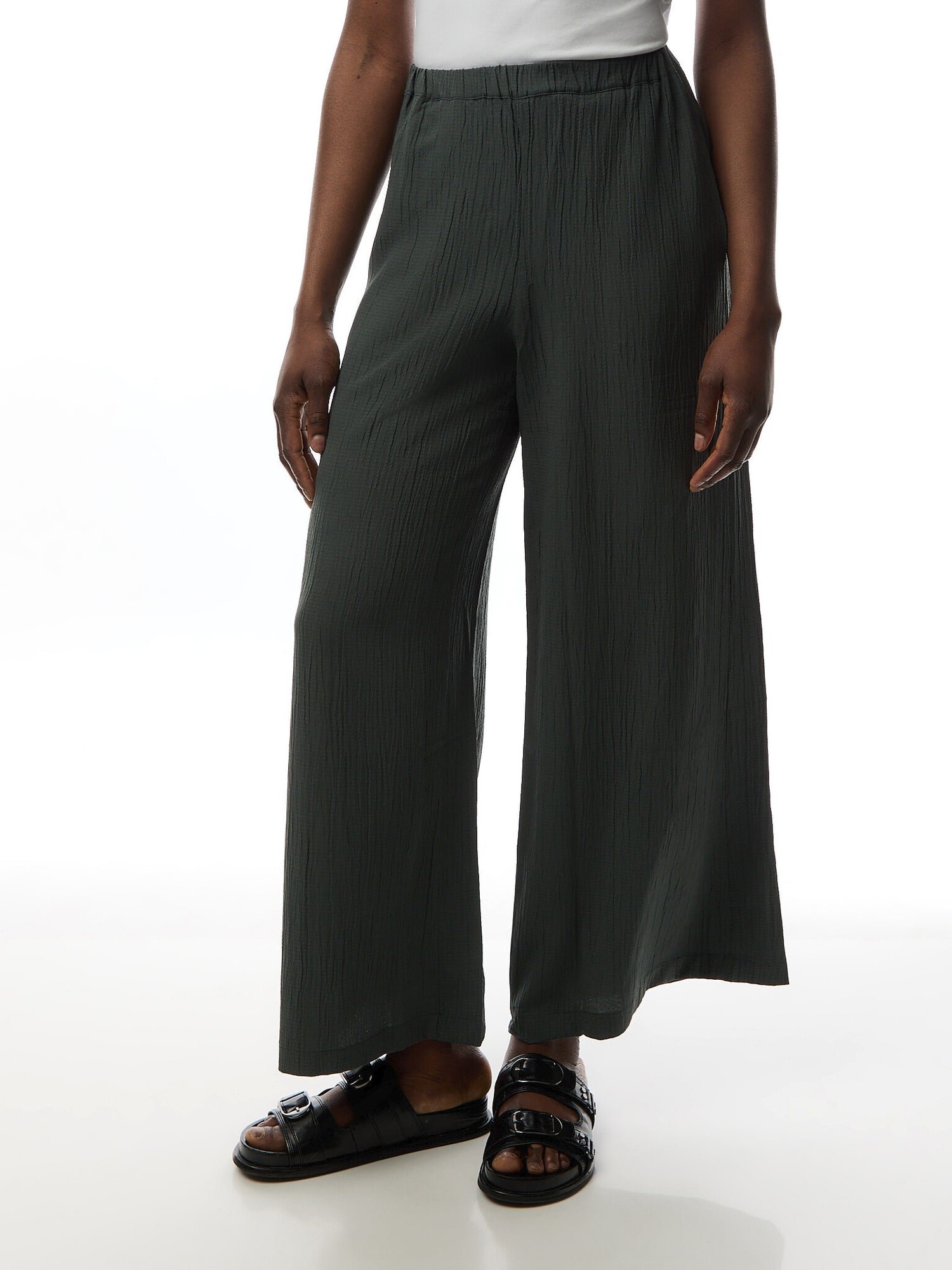 Crinkle Soft Viscose Wide Trouser