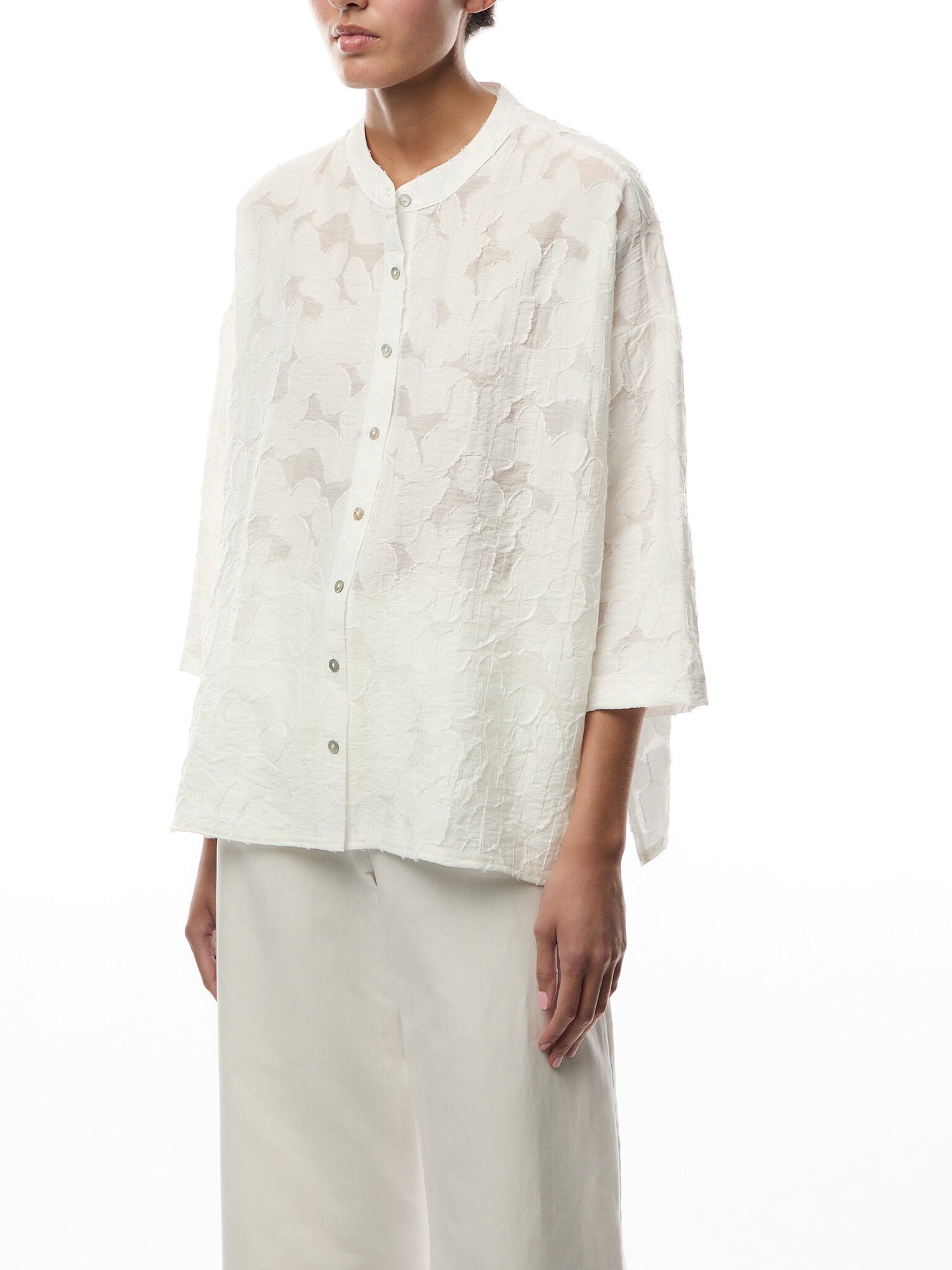 Floral Viscose Burnout Shirt