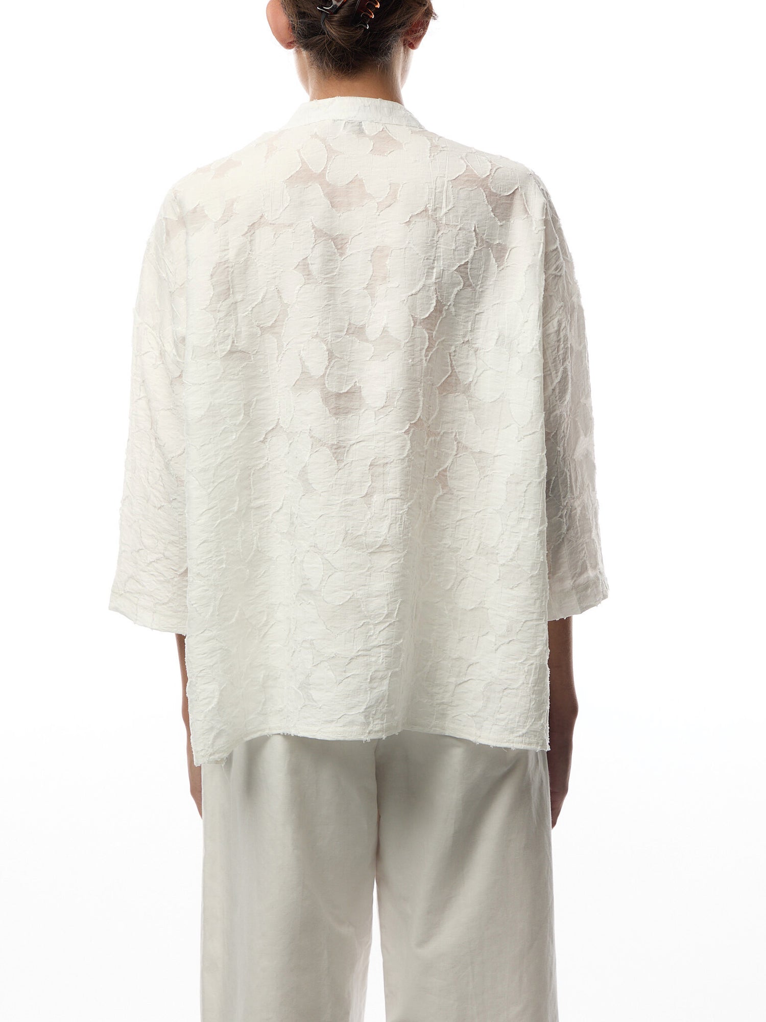 Floral Viscose Burnout Shirt