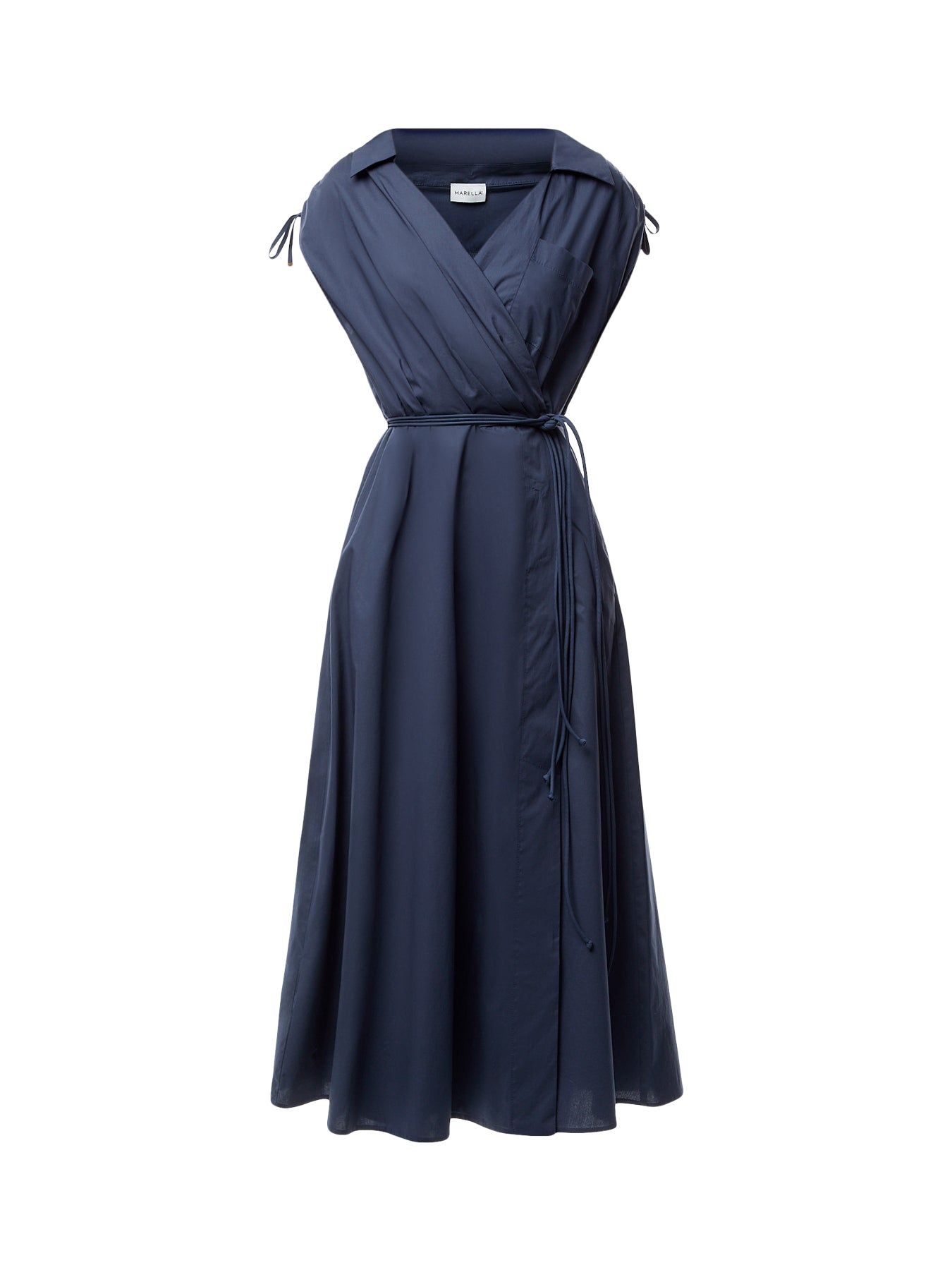 RIVERA POPLIN MIDI DRESS NAVY