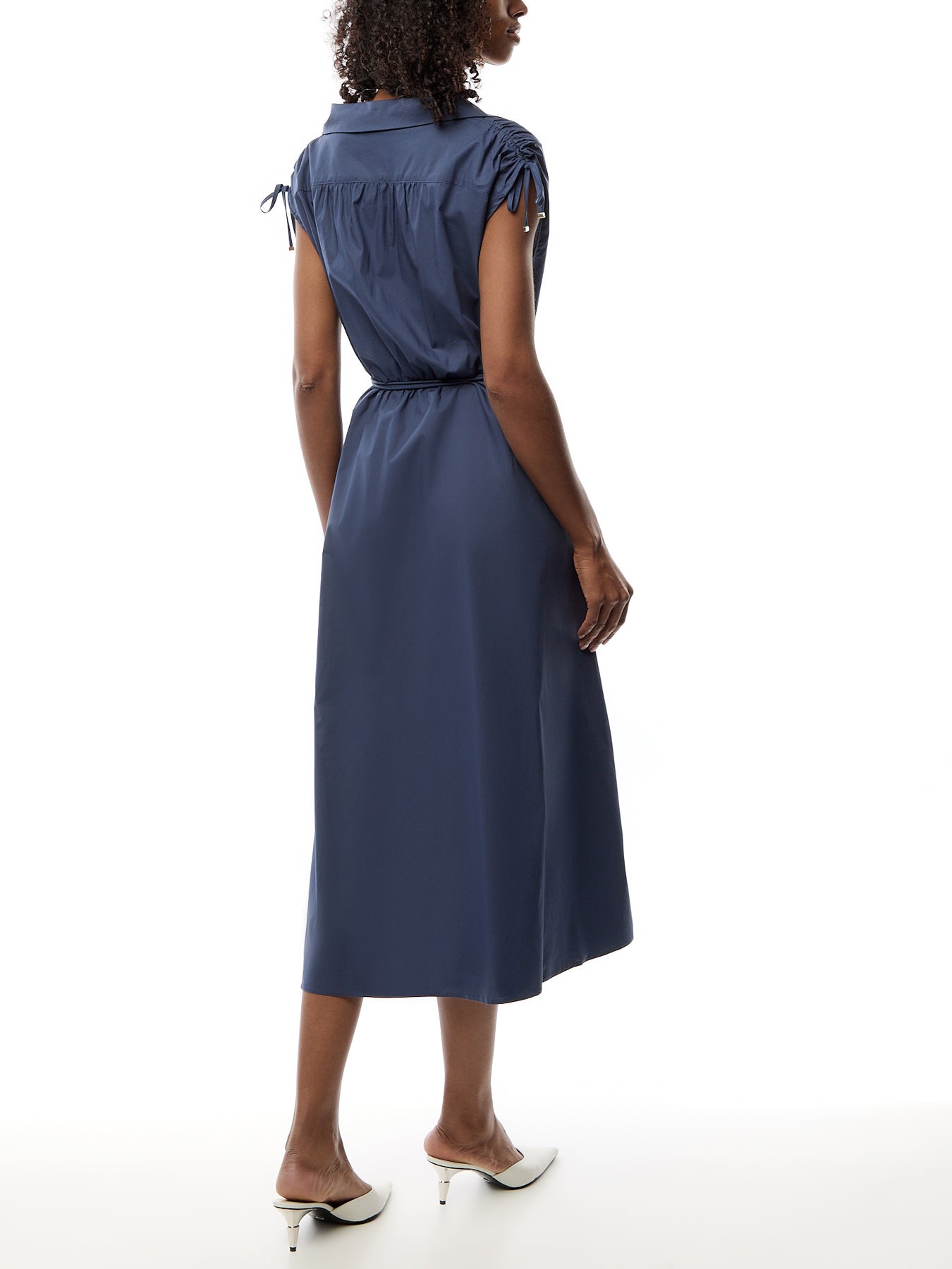RIVERA POPLIN MIDI DRESS NAVY