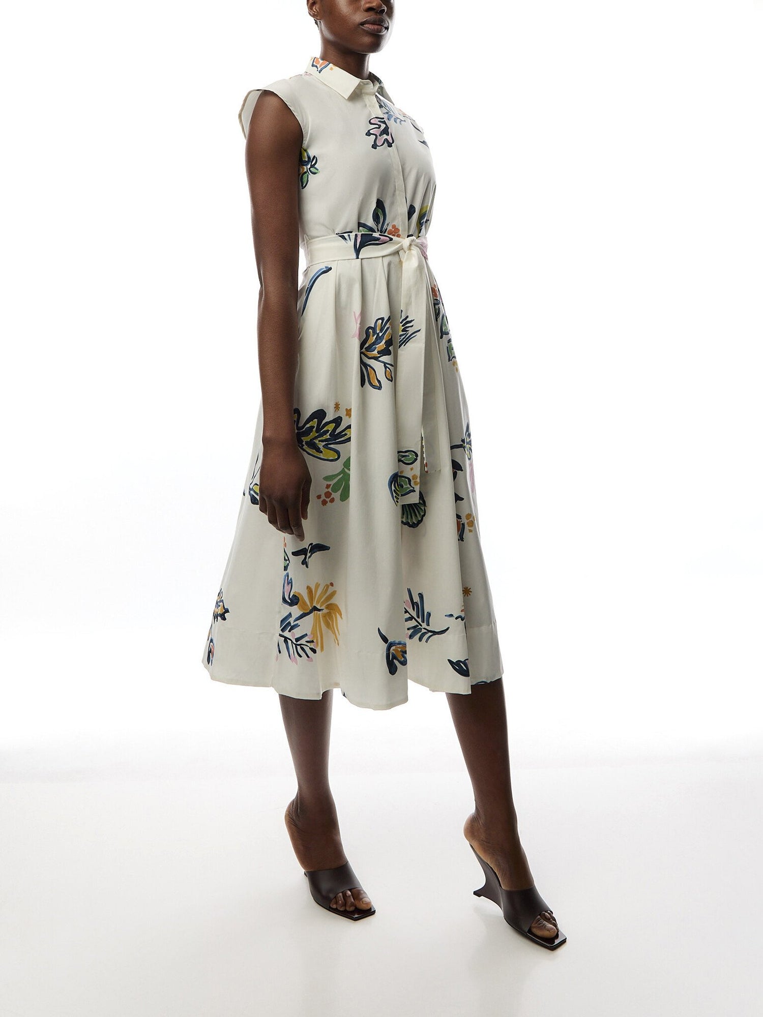 PIER POPLIN SLEEVELESS MIDI DRESS PRINT