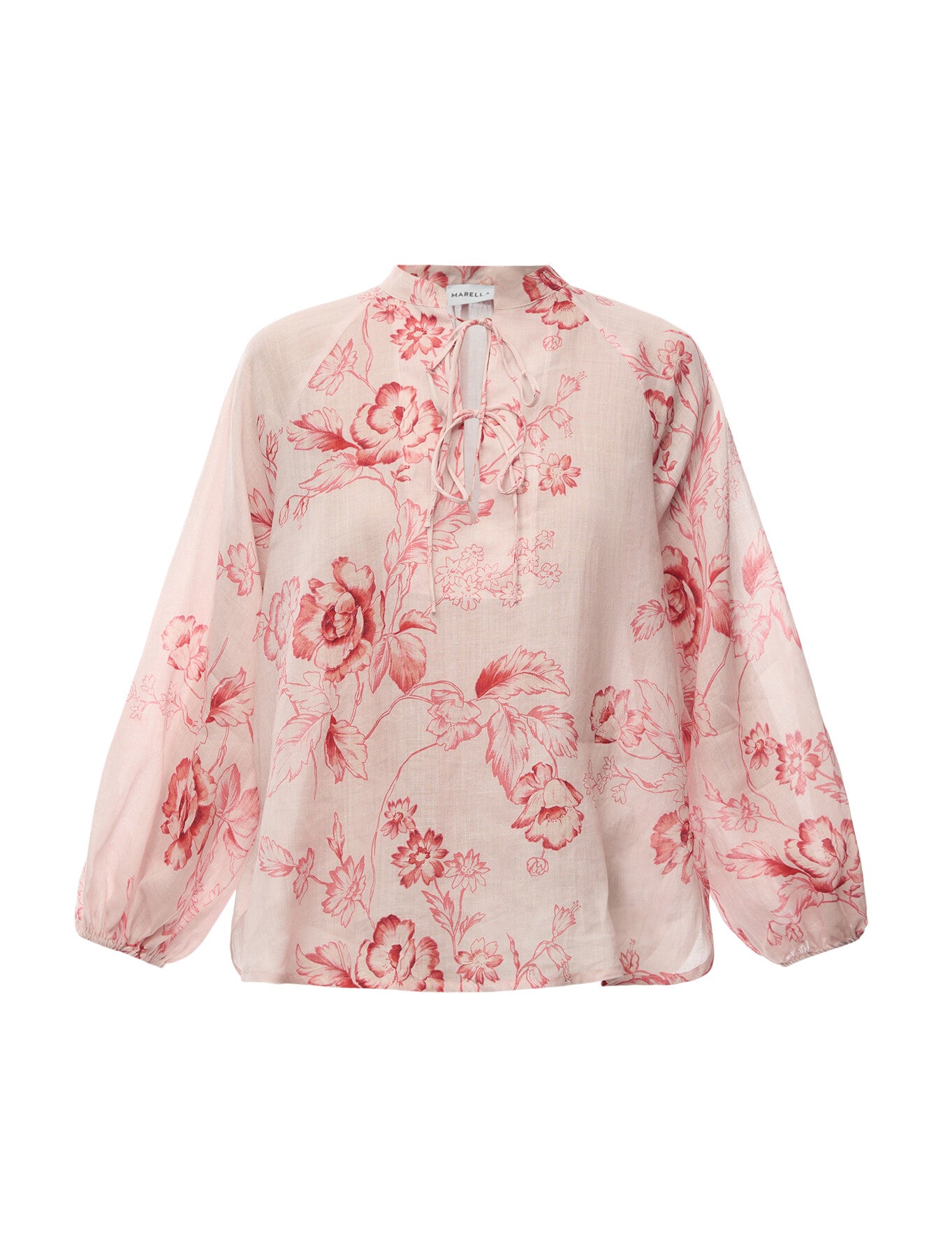 Viterbo Long Sleeve Tie Neck Top Pink Floral Print
