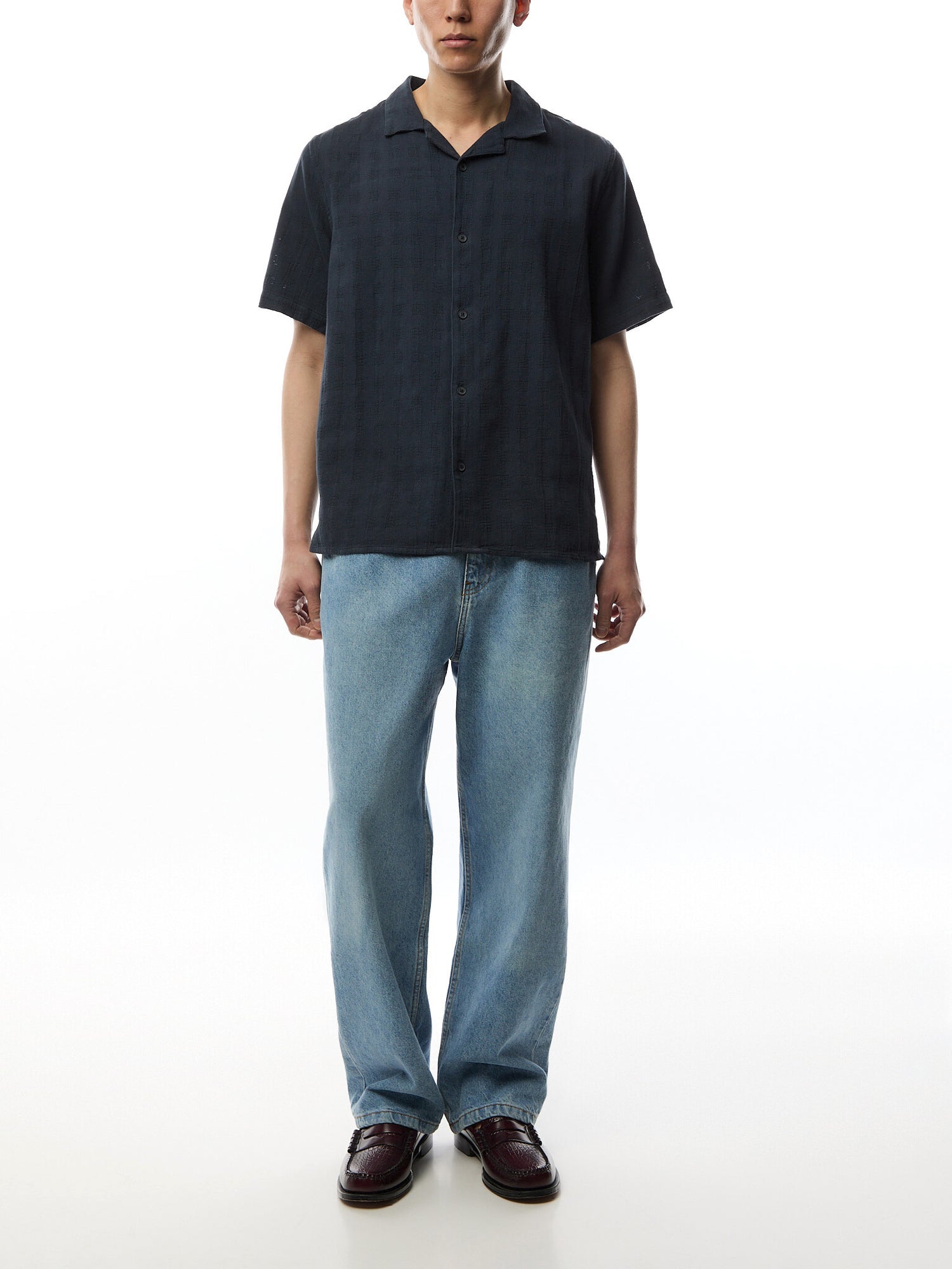 Didcot Ss Shirt Open Weave Grid