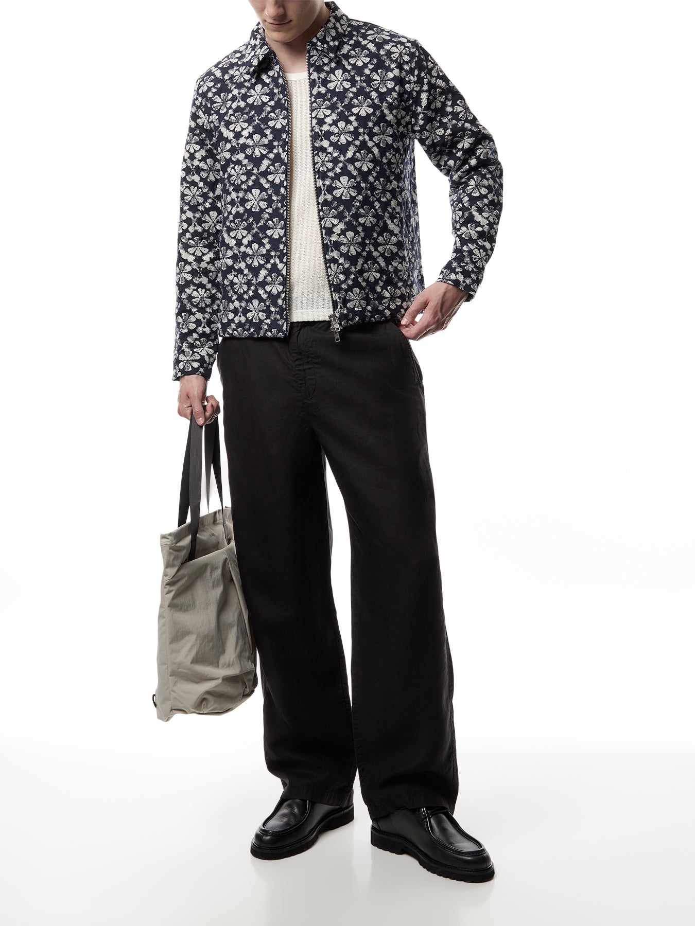 Glencoe Black Slub Weave Trousers