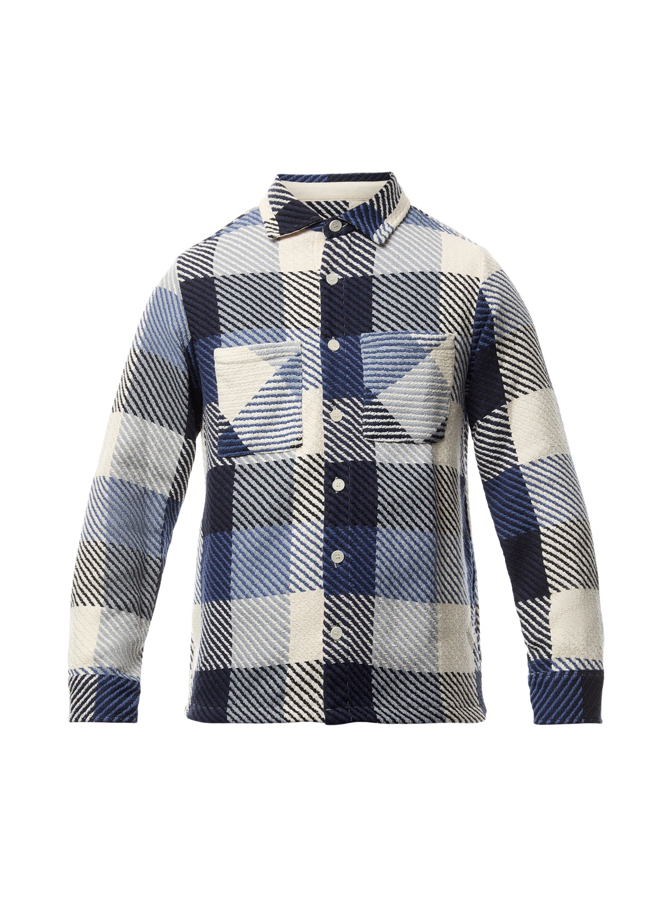 Whiting Navy And Ecru Block Check Overshirt