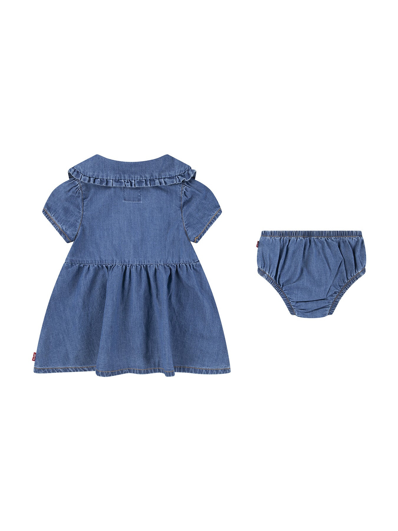 Baby Denim Dress With Embroidered Collar