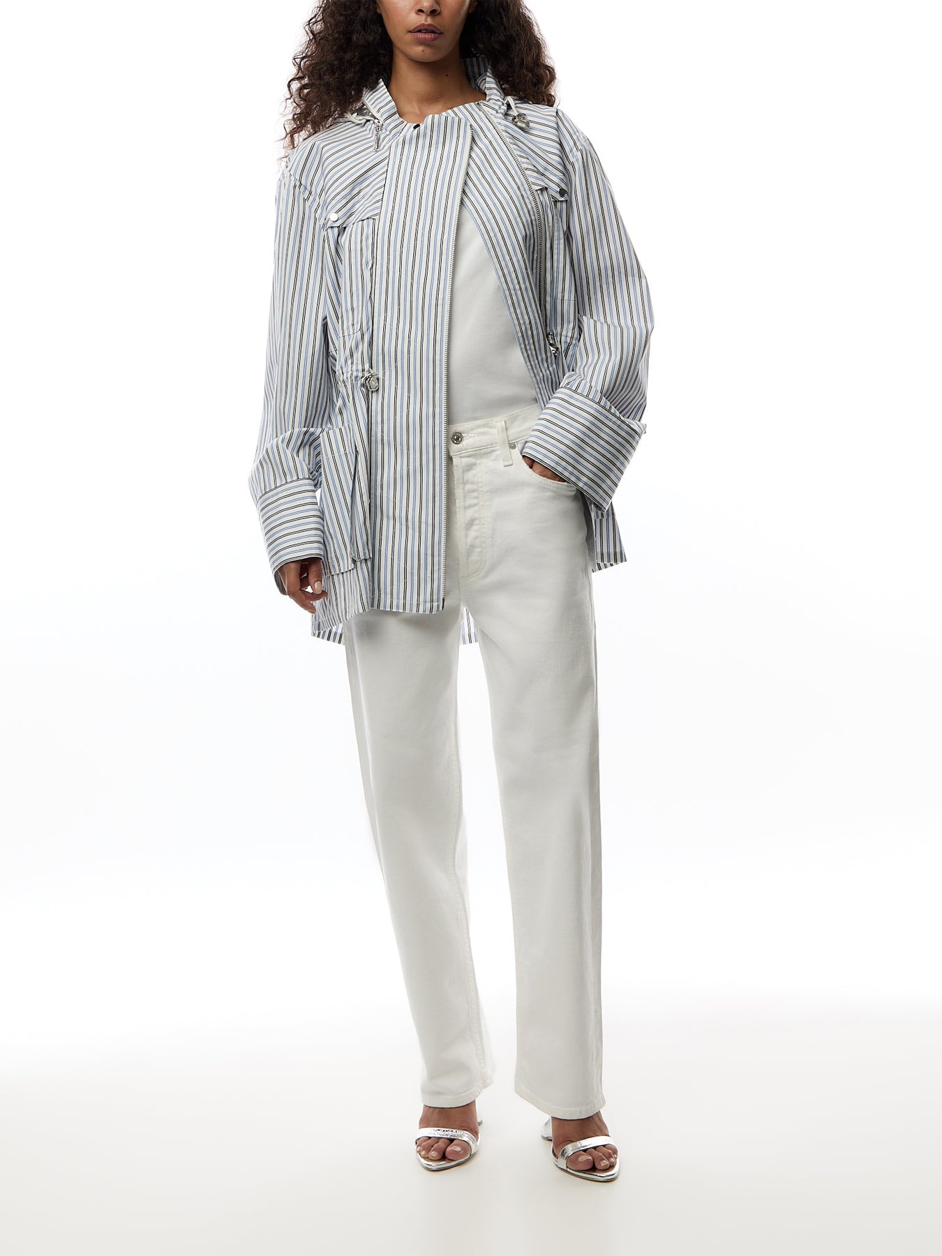 Rabanne Striped Cotton Parka Hooded Jacket