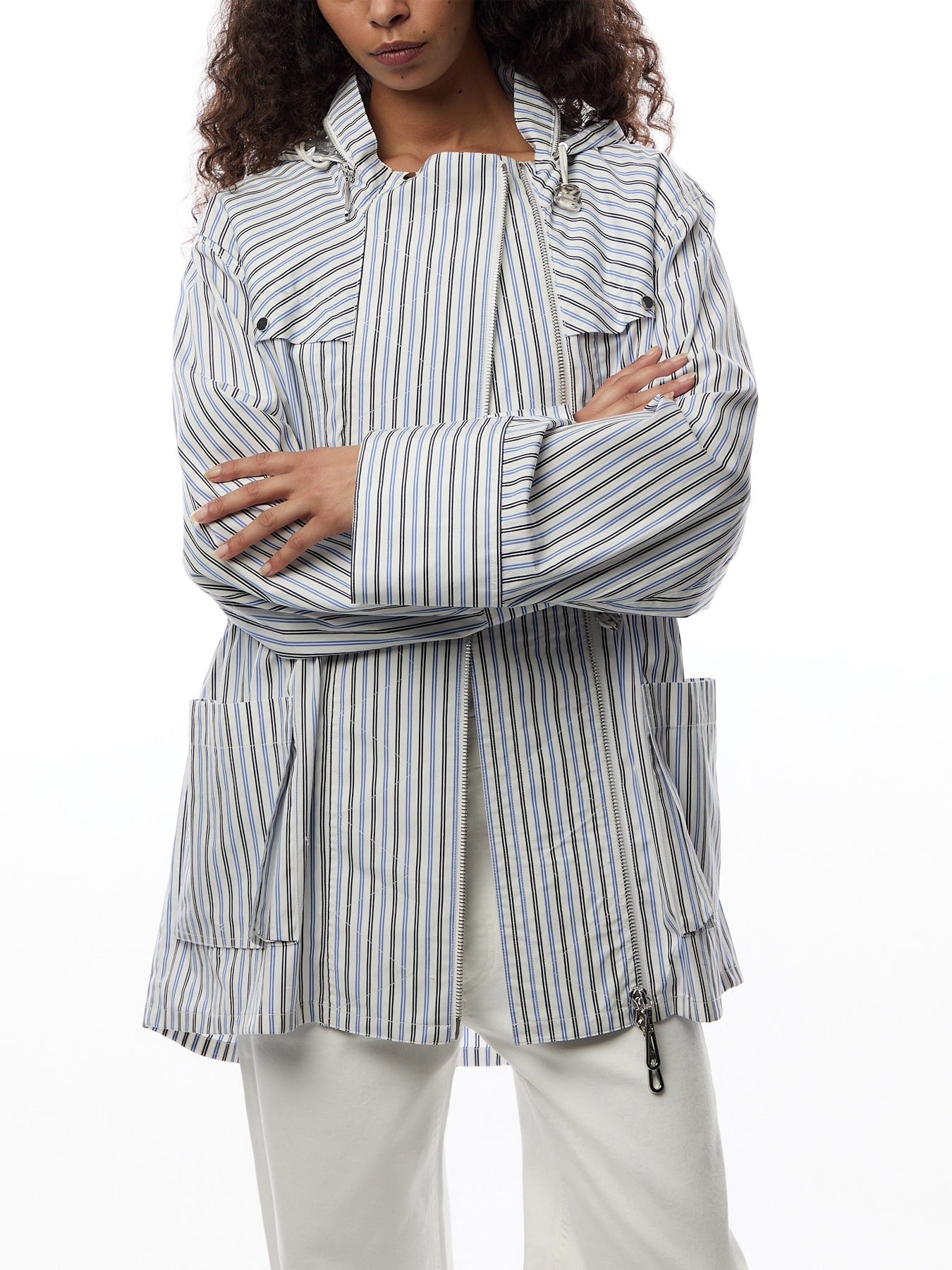 Rabanne Striped Cotton Parka Hooded Jacket