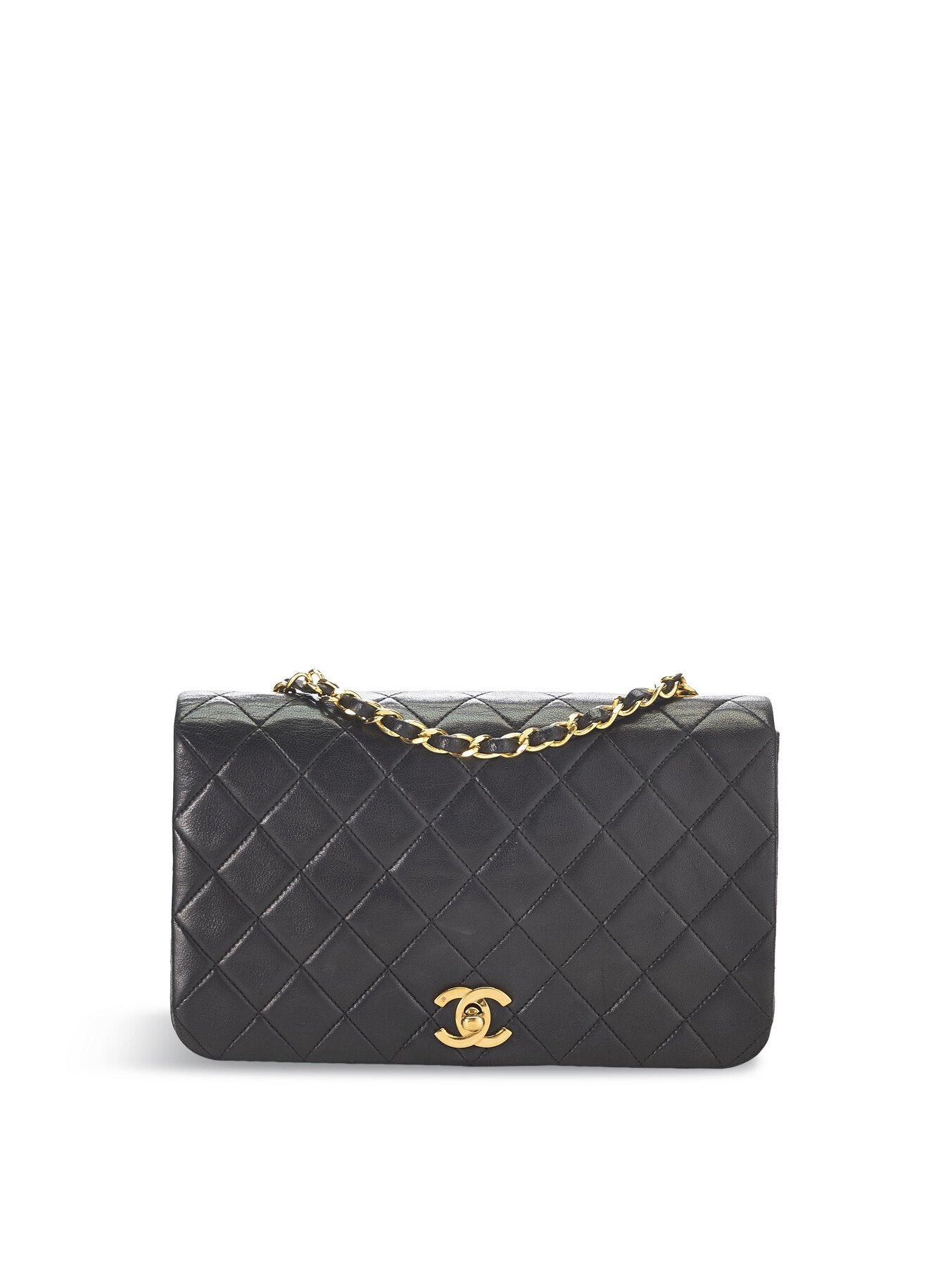 Vintage Chanel Black Lamb Full Flap Bag 9