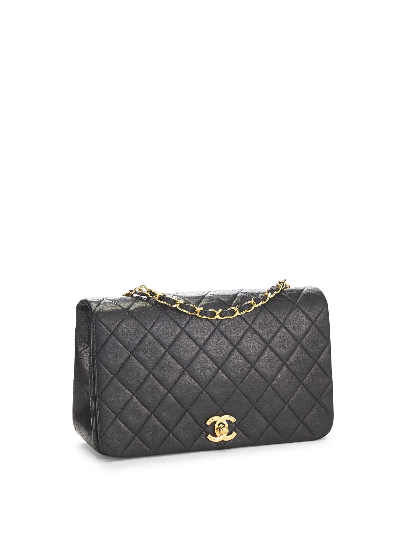 Vintage Chanel Black Lamb Full Flap Bag 9