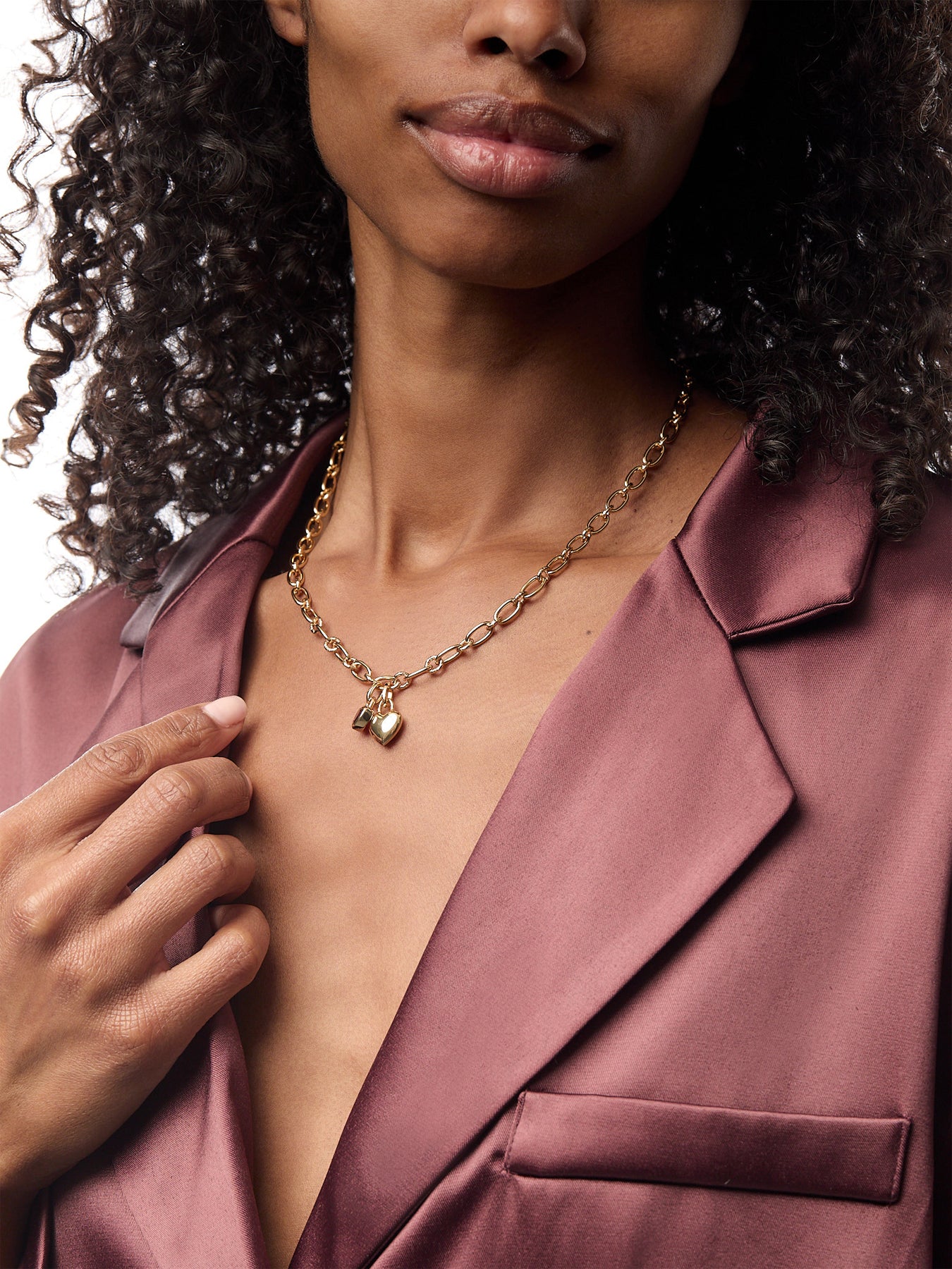 Bold Chain Link Necklace with Two Charms