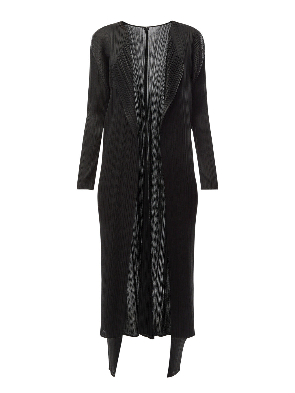 Pleats Basic Long Sleeve Blackcardigan Coat