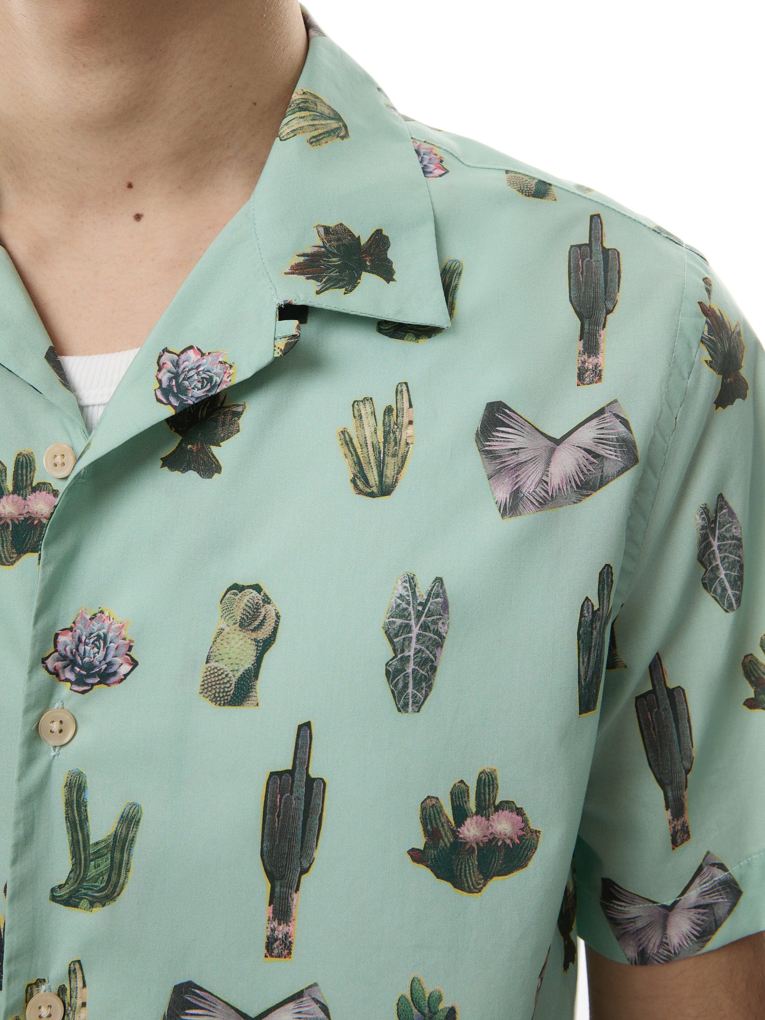 Pale Green Short-Sleeve 'Prickly Pear' Shirt